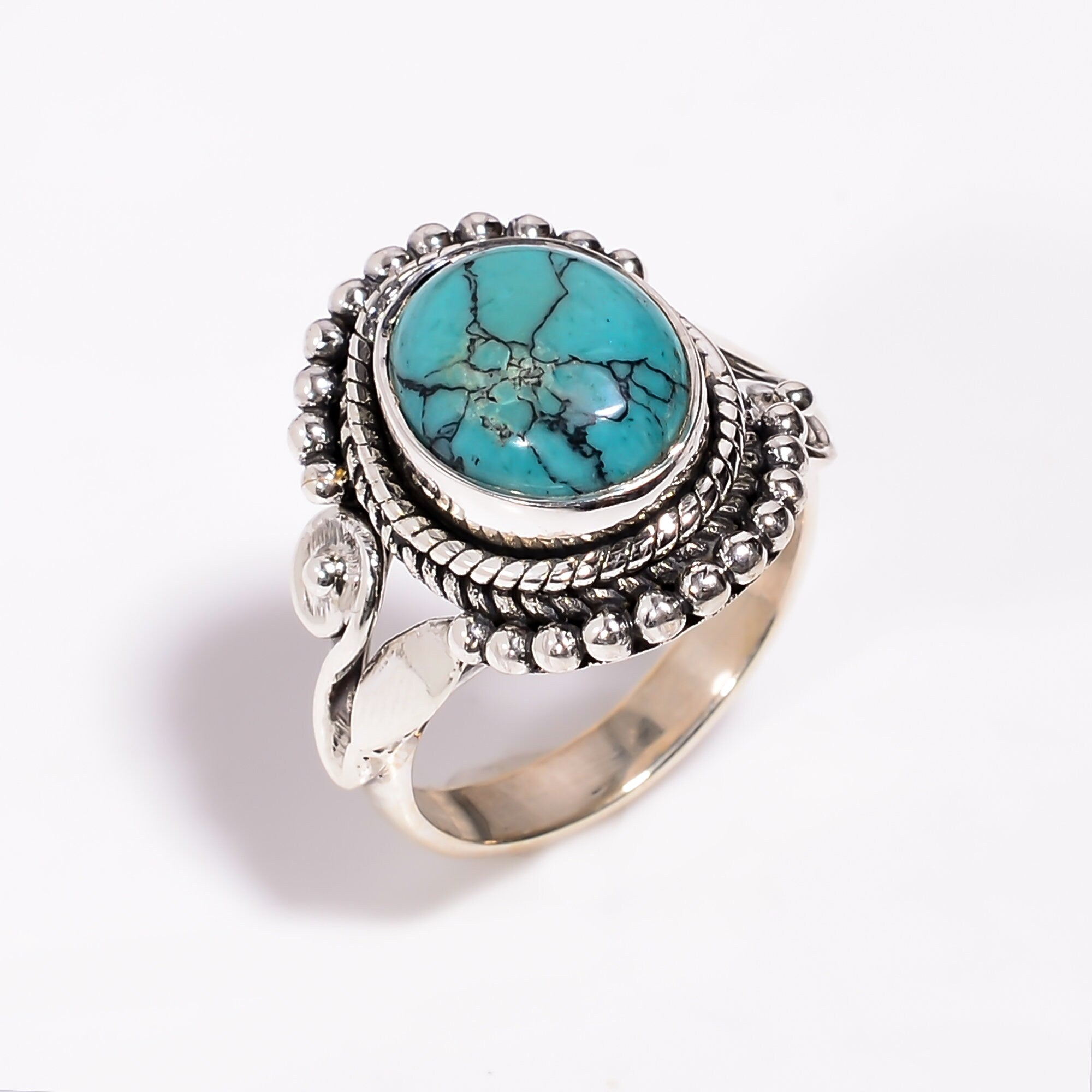 Handmade Turquoise Ring: Sterling Silver Bohemian Jewelry, December Birthstone