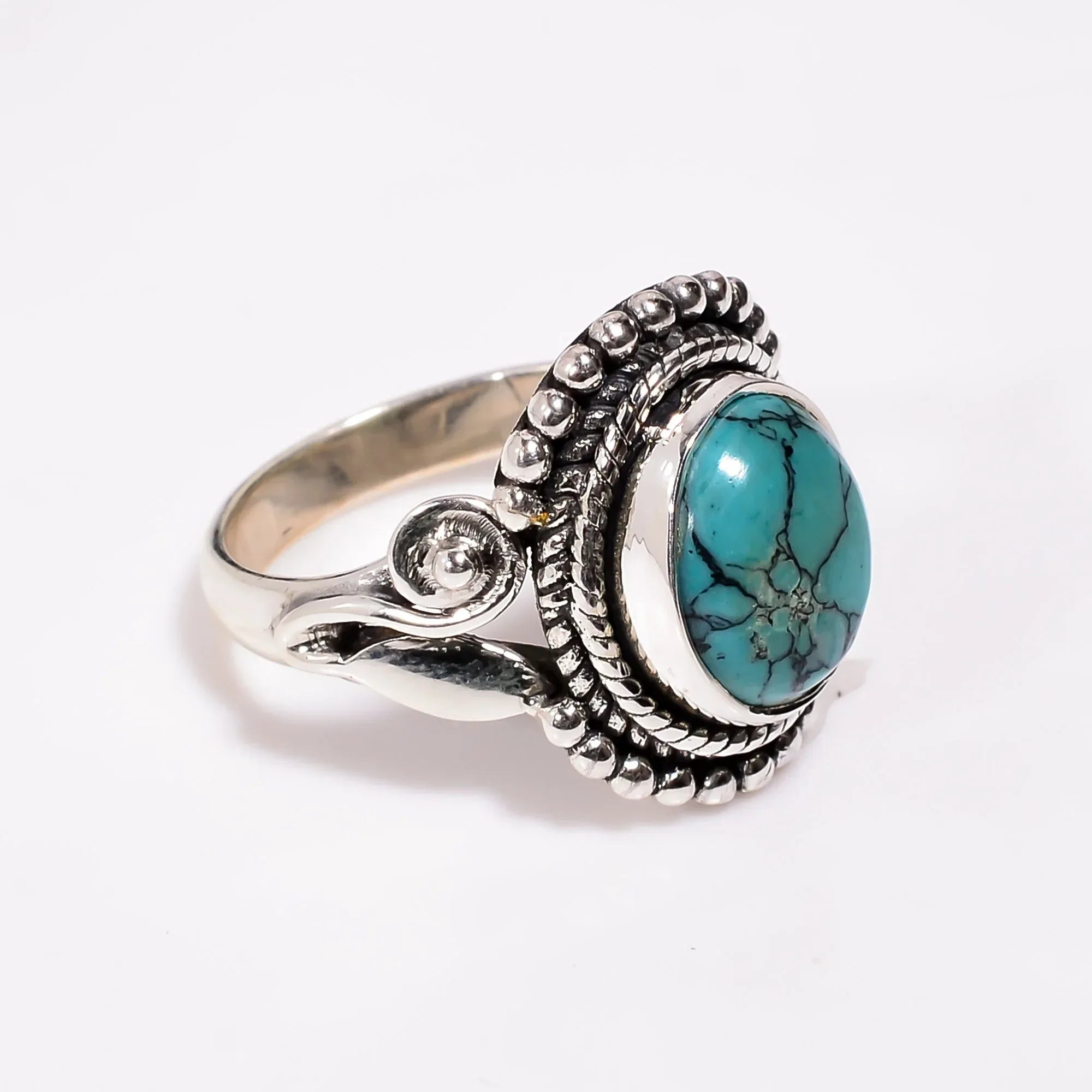 Handmade Turquoise Ring: Sterling Silver Bohemian Jewelry, December Birthstone