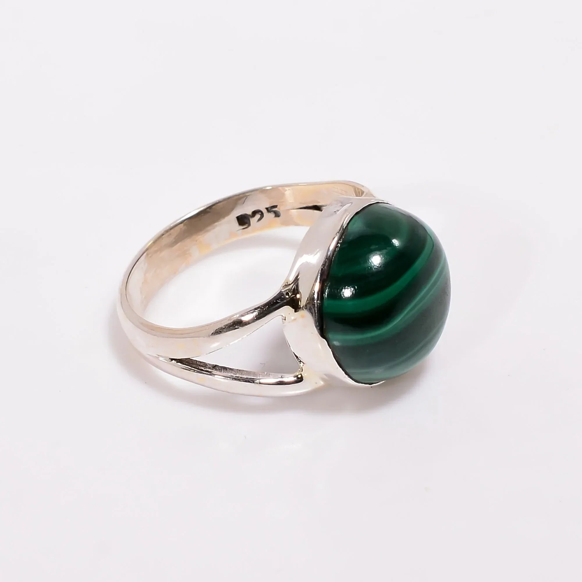 Handmade 925 Sterling Silver Malachite Ring: Natural Gemstone Jewelry