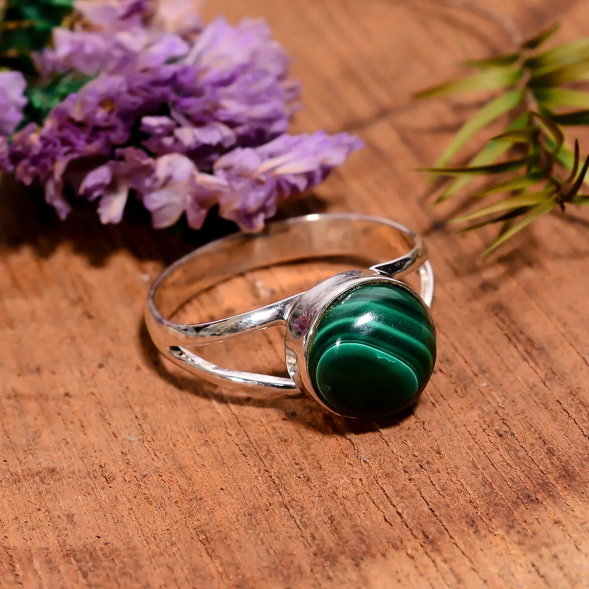Handmade 925 Sterling Silver Malachite Gemstone Ring - Ideal Anniversary Gift