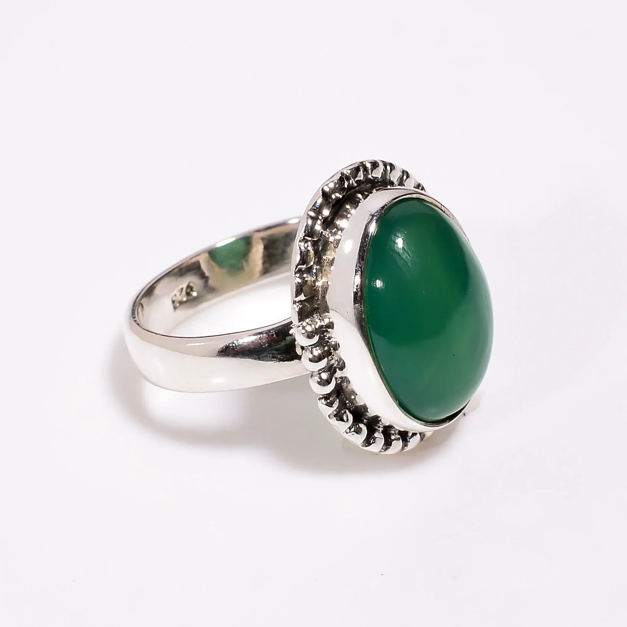 Green Onyx Sterling Silver Ring: Natural Gemstone Jewelry