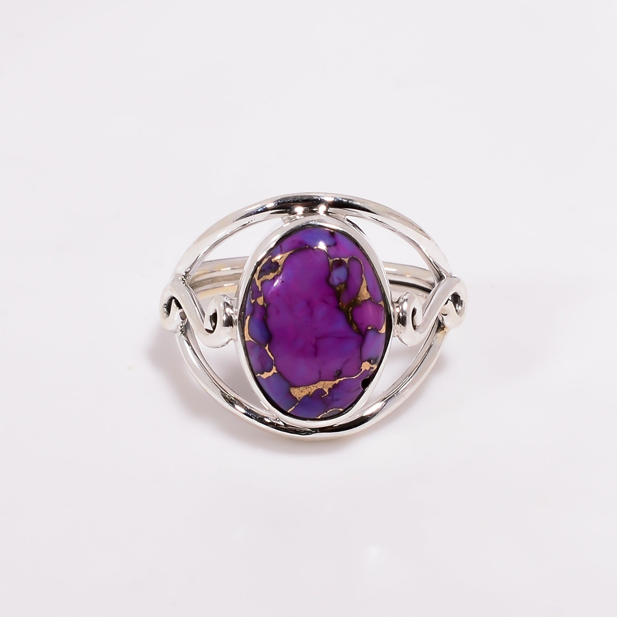 Purple Turquoise Sterling Silver Ring: Handmade Copper Stone Jewelry