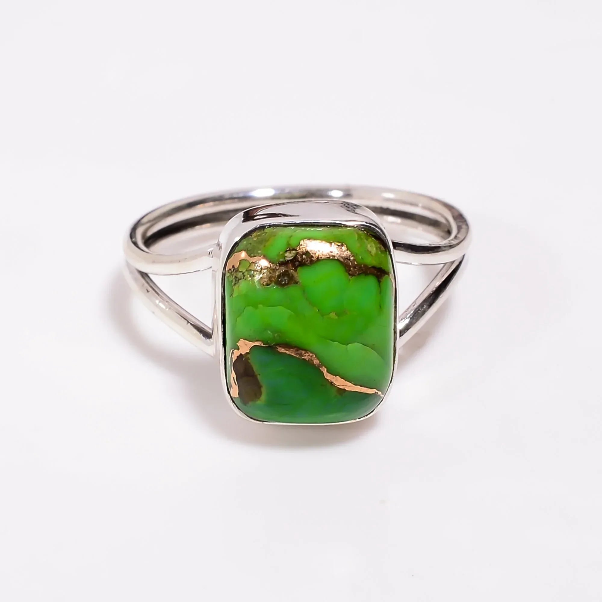 Green Turquoise Sterling Silver Ring: Cushion Cut Boho Jewelry jewelry