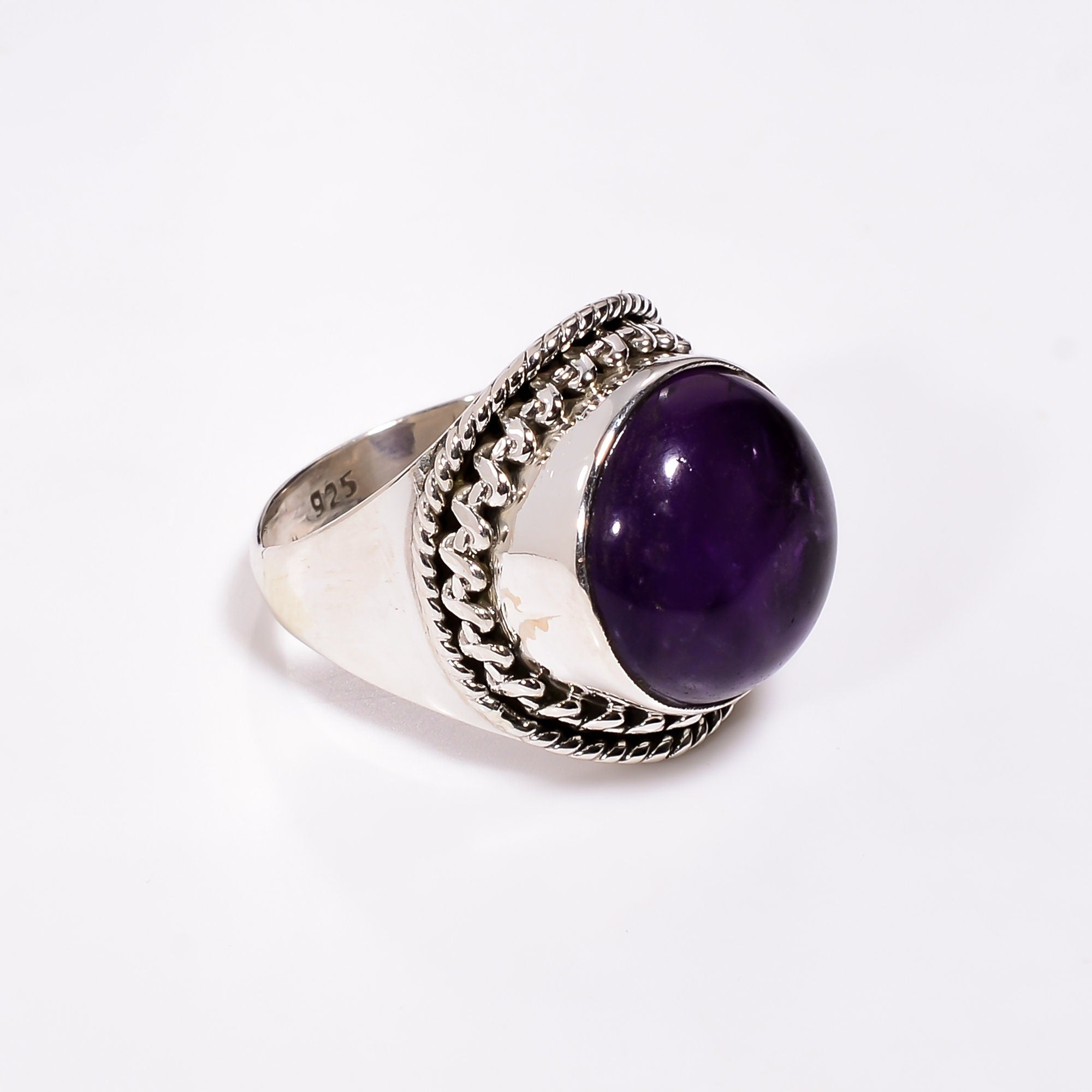 Natural Amethyst 925 Sterling Silver Ring - Handmade February Birthstone