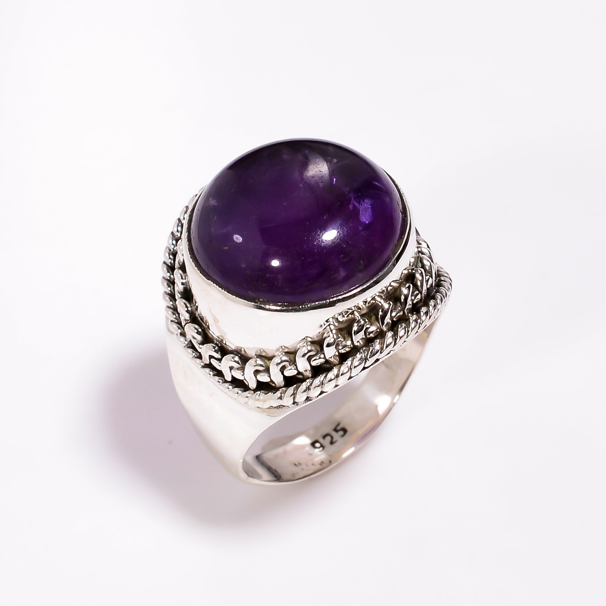 Natural Amethyst 925 Sterling Silver Ring - Handmade February Birthstone
