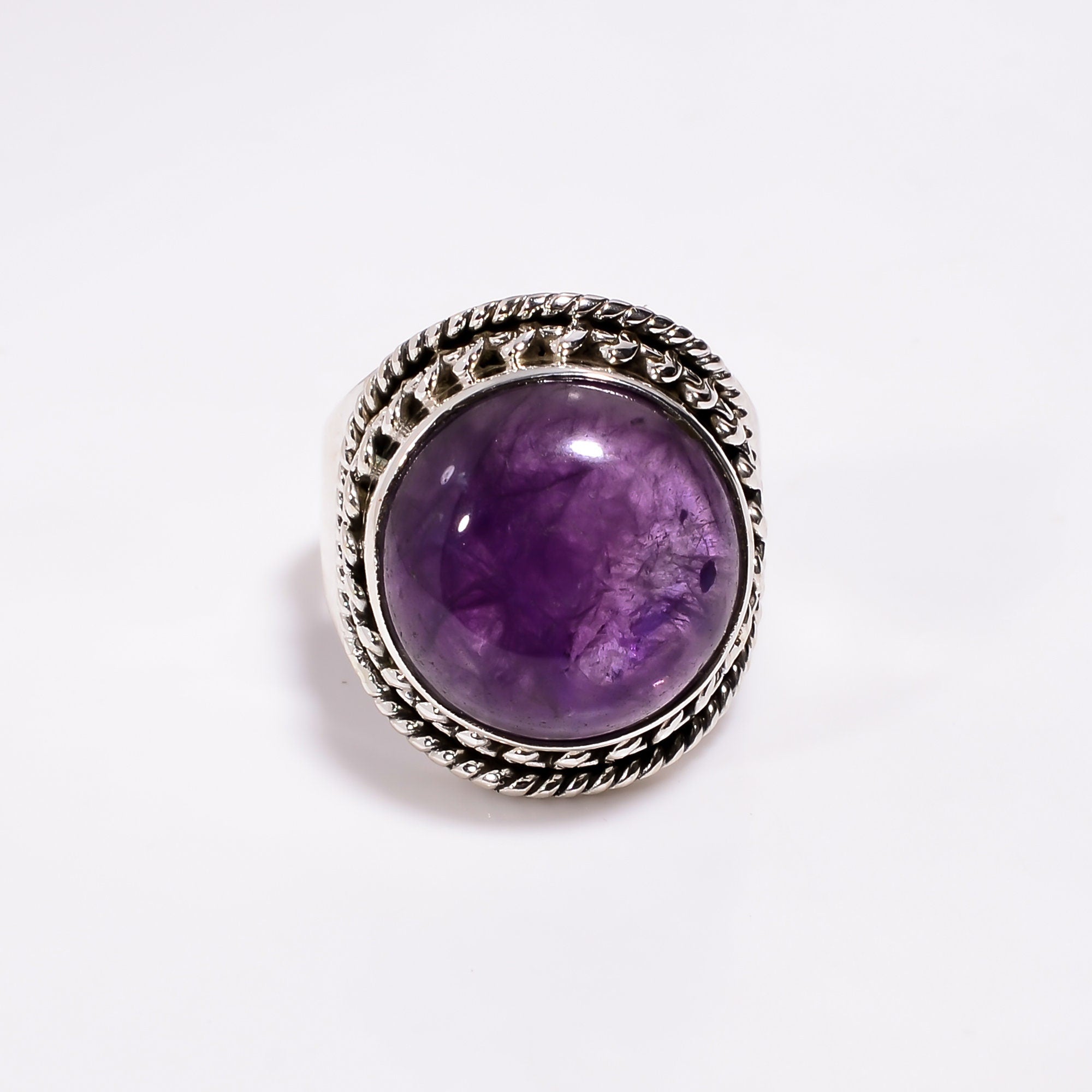 Natural Amethyst 925 Sterling Silver Ring - Handmade February Birthstone