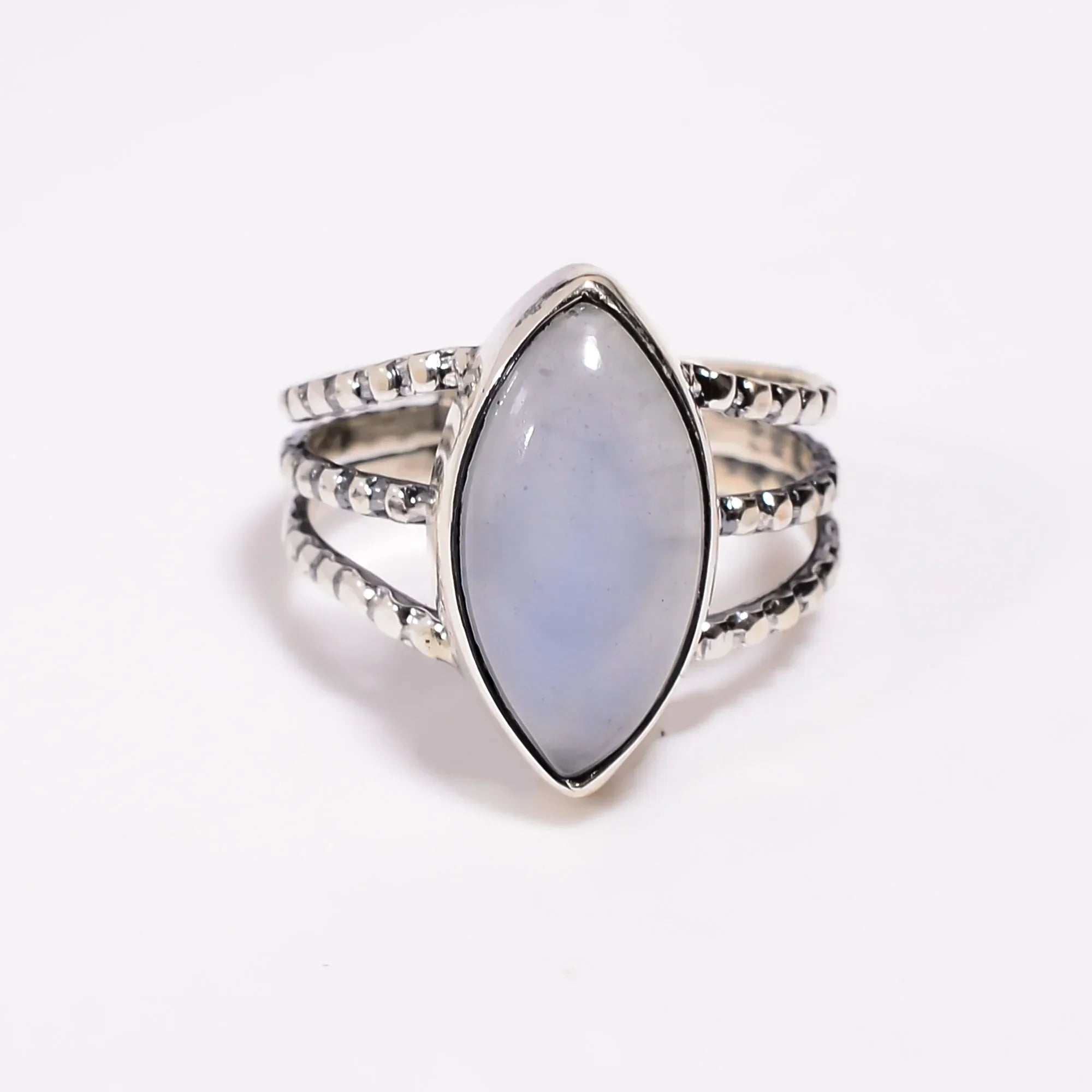 Aqua Chalcedony Sterling Silver Ring: Marquise Cabochon Gemstone