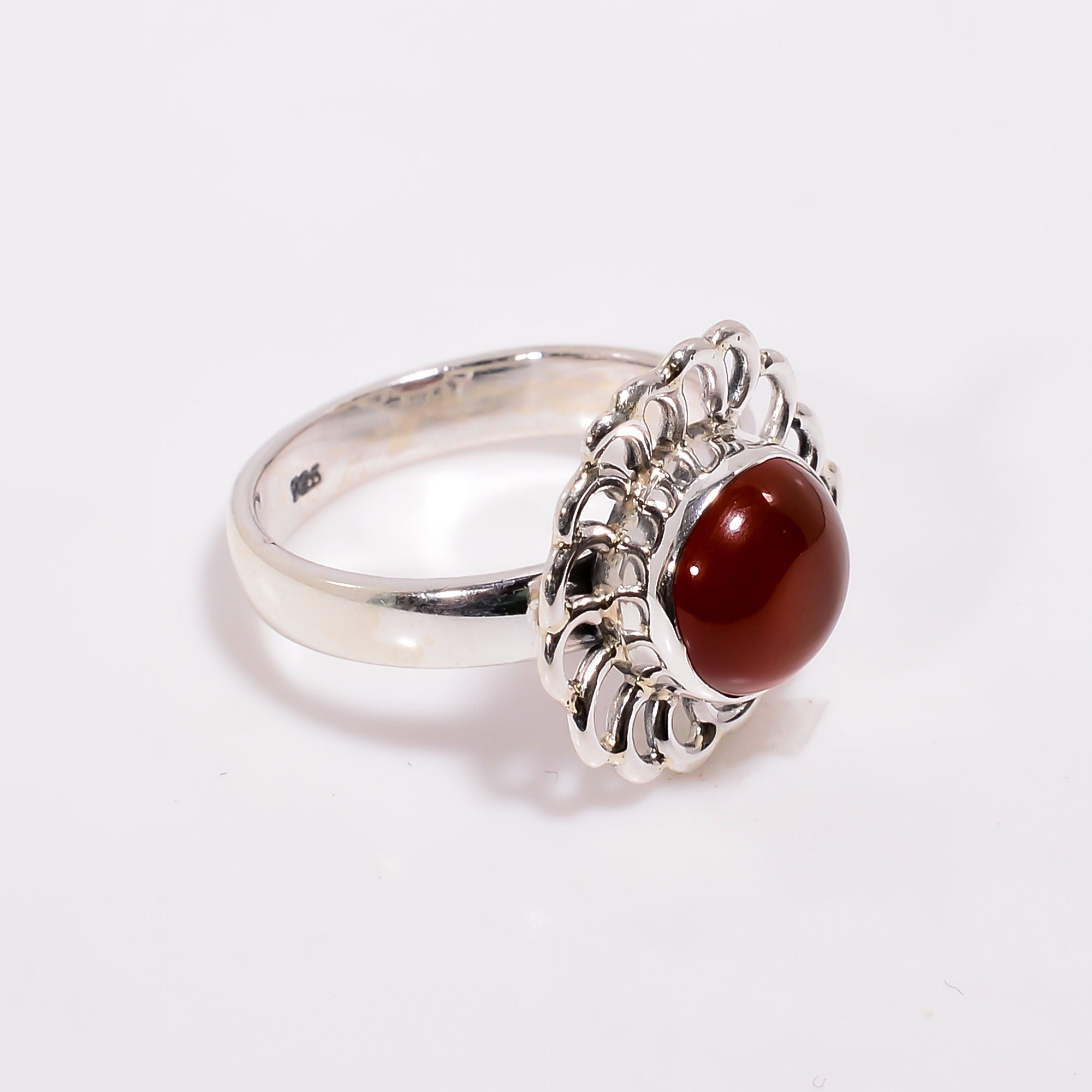Minimalist Carnelian Ring: 925 Sterling Silver Gemstone