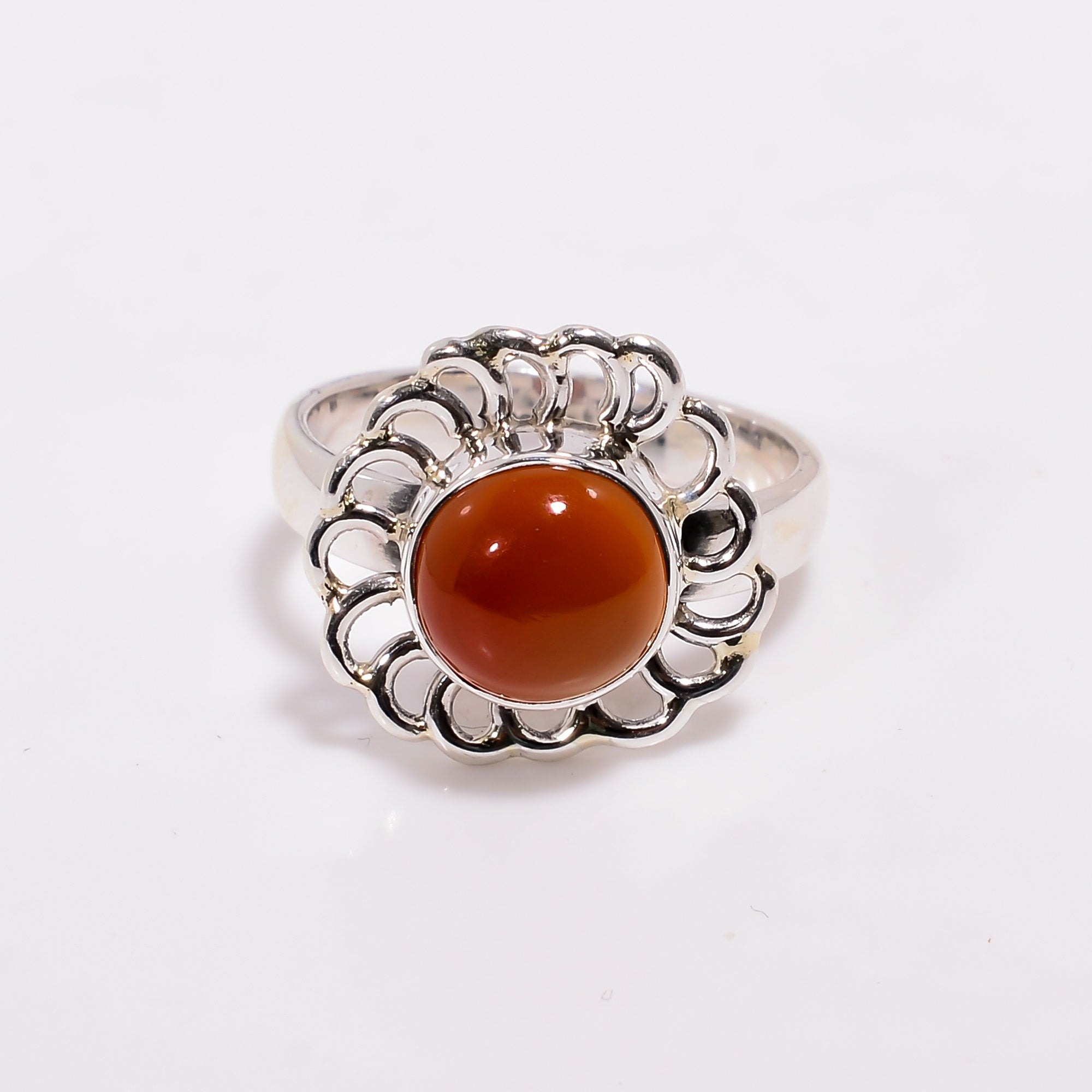 Minimalist Carnelian Ring: 925 Sterling Silver Gemstone