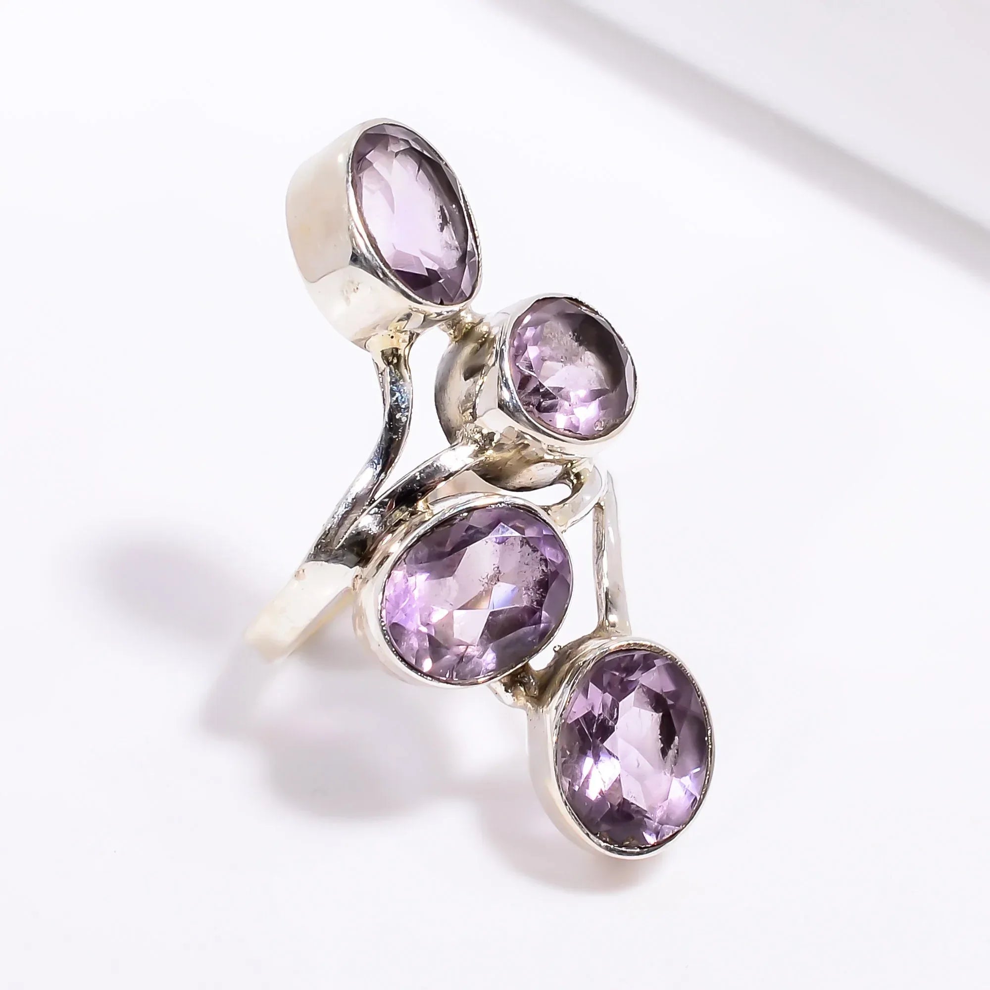 Designer Amethyst Ring: 925 Sterling Silver Gemstone Jewelry