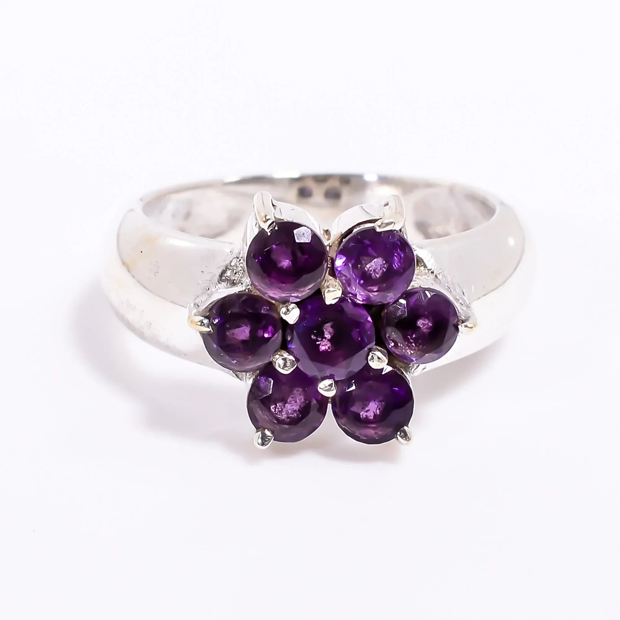 Amethyst Floral Ring: 925 Sterling Silver February Birthstone
