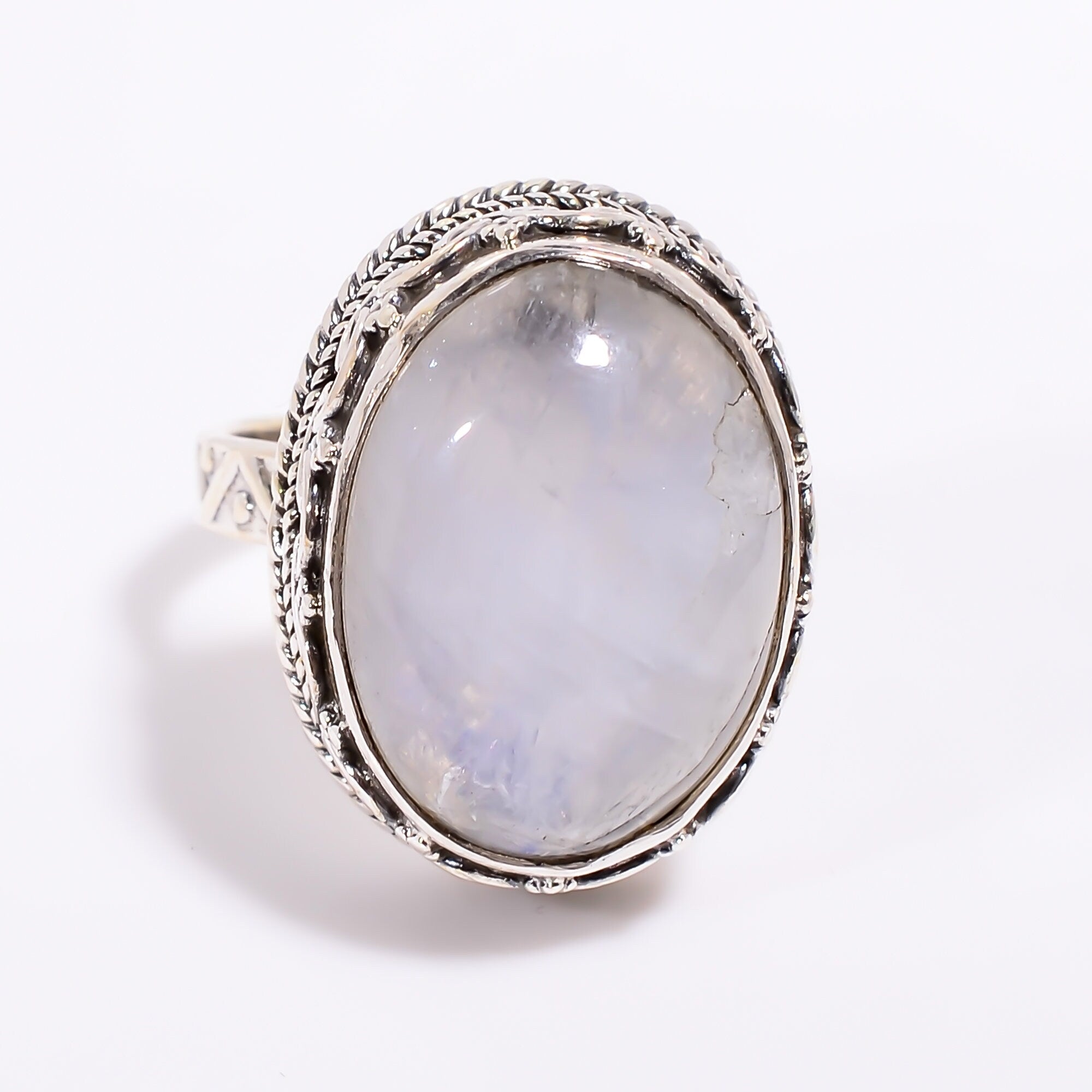 Oval Moonstone Ring: Handmade 925 Sterling Silver, June Birthstone