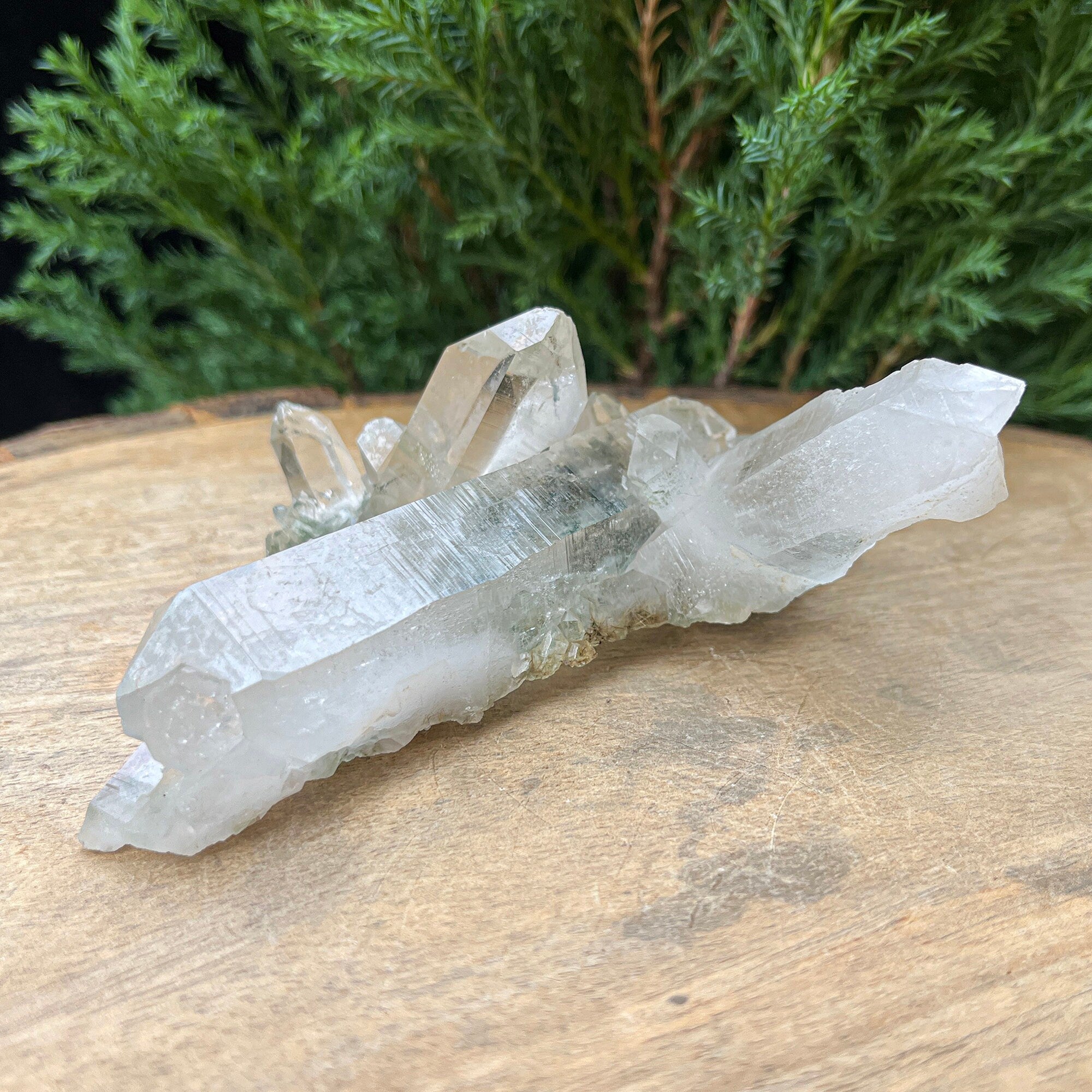 Natural Green Chlorite Quartz Crystal: Rough Specimen Mineral, Healing Decor 110gm