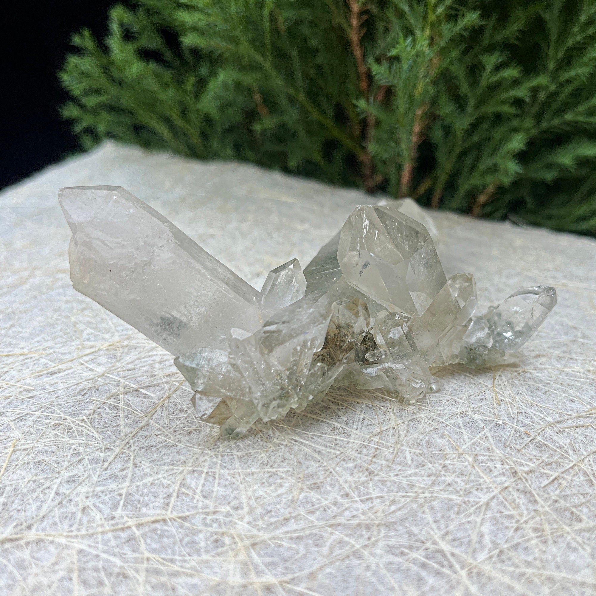 Natural Green Chlorite Quartz Crystal: Rough Specimen Mineral, Healing Decor 110gm