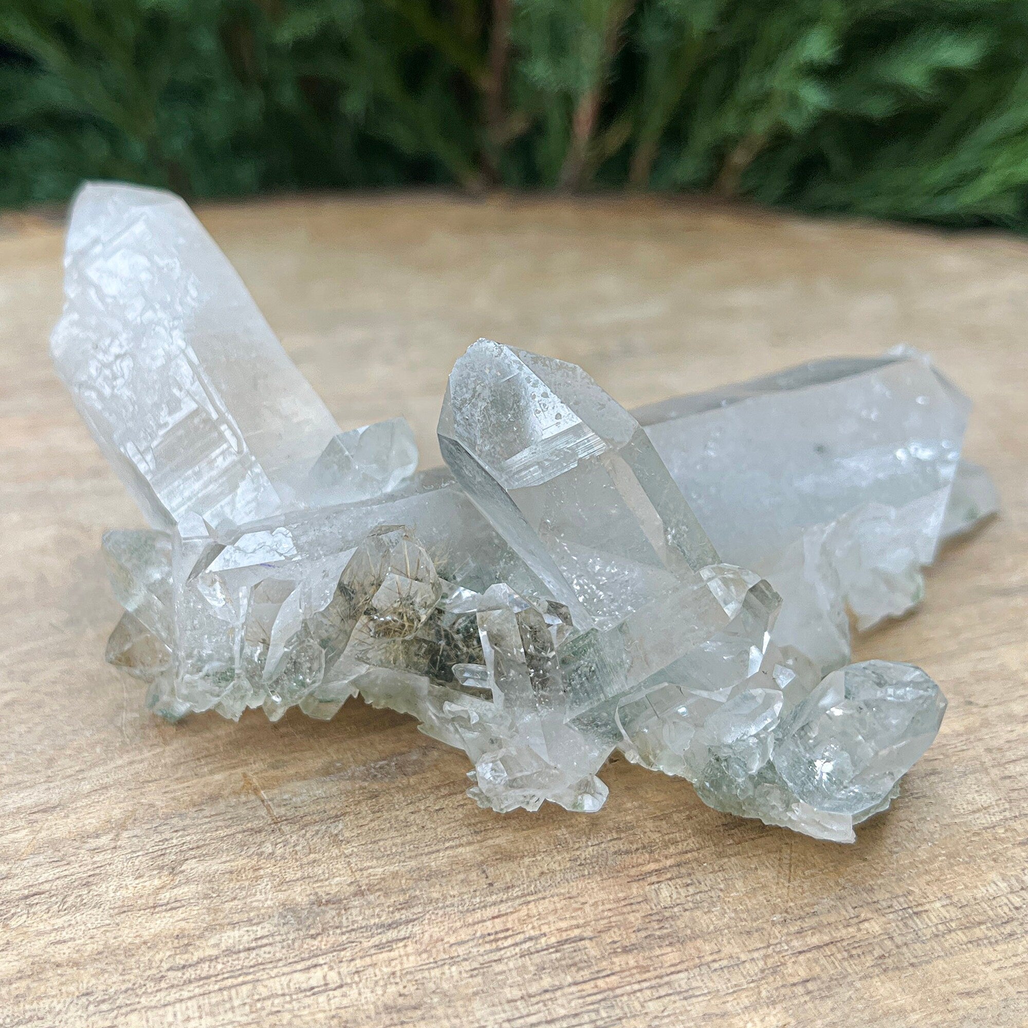 Natural Green Chlorite Quartz Crystal: Rough Specimen Mineral, Healing Decor 110gm