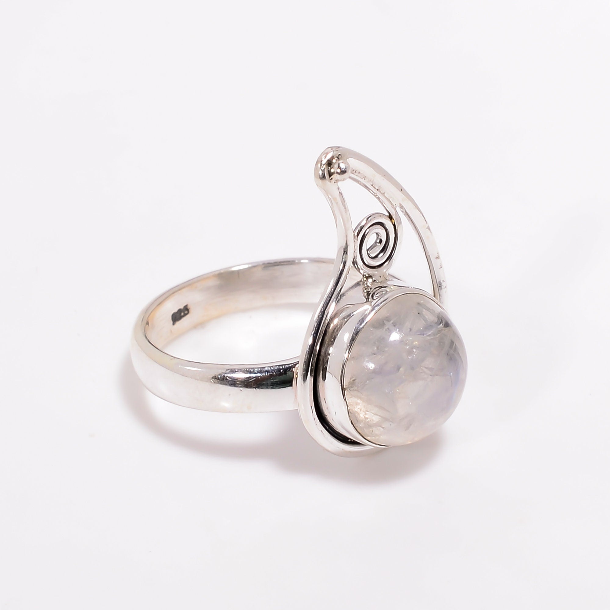 Natural Moonstone Ring: 925 Sterling Silver Handmade Jewelry