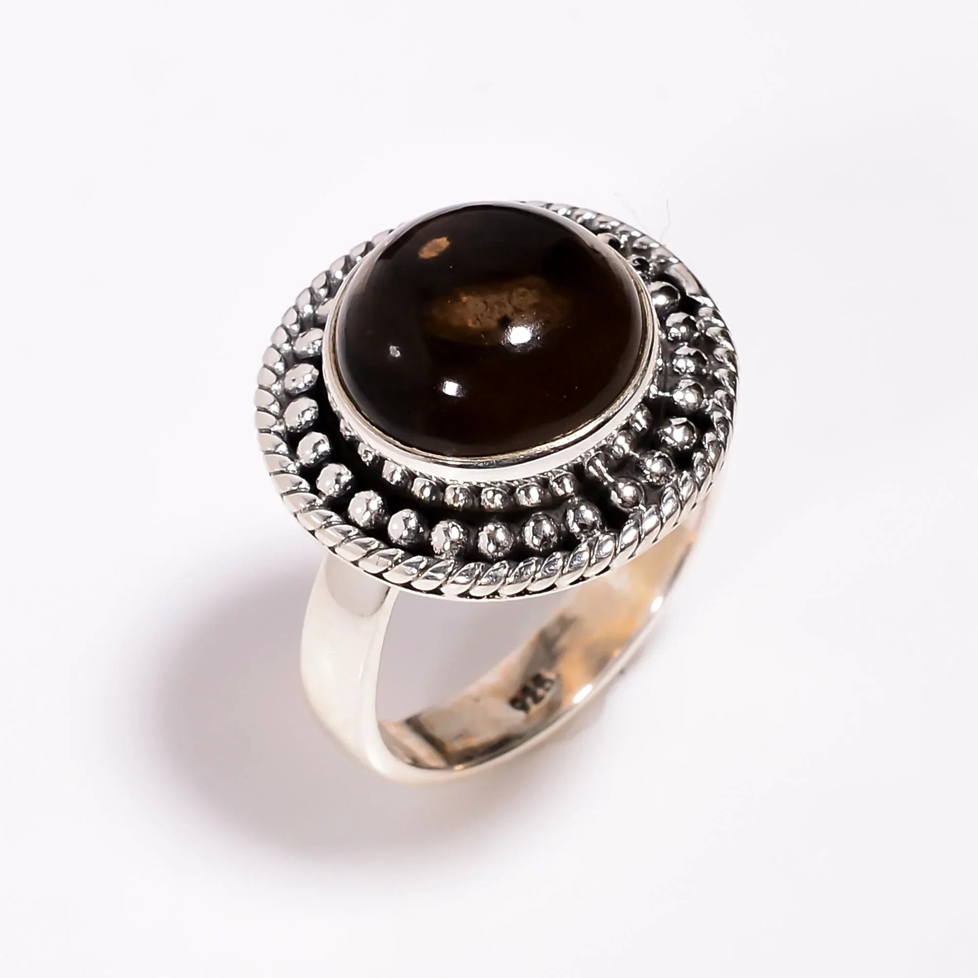 Handmade Smoky Quartz Ring: 925 Sterling Silver Gemstone Ring