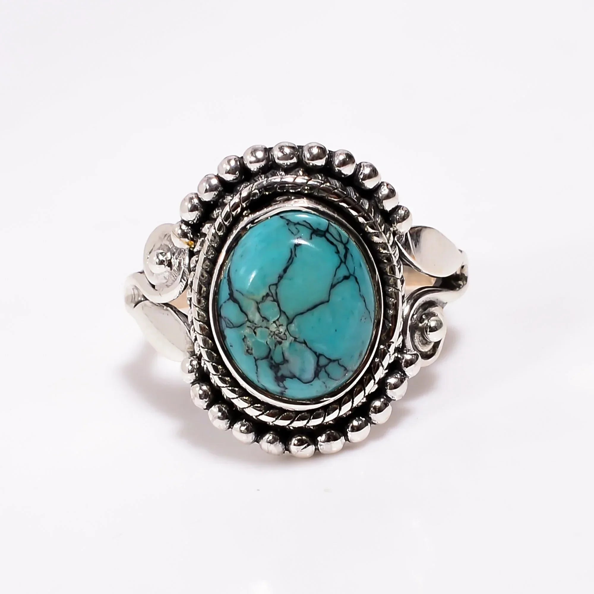 Handmade Turquoise Ring: Sterling Silver Bohemian Jewelry, December Birthstone