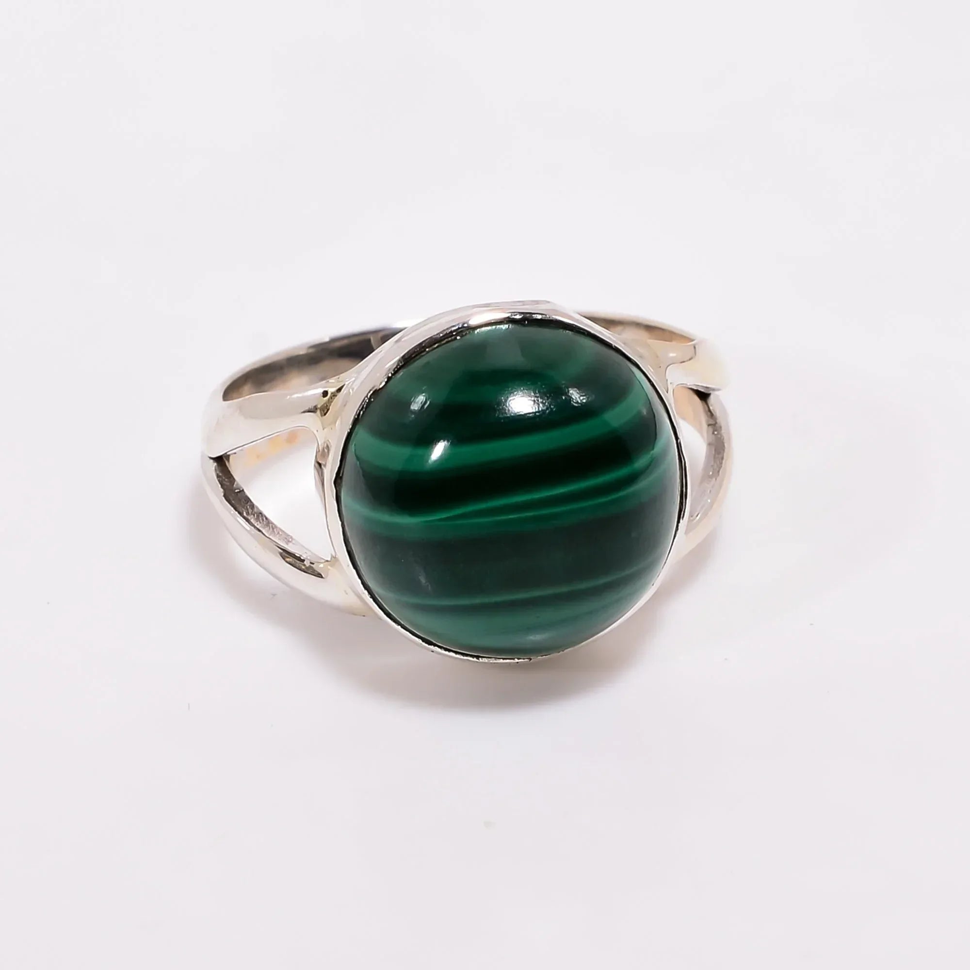 Handmade 925 Sterling Silver Malachite Ring: Natural Gemstone Jewelry