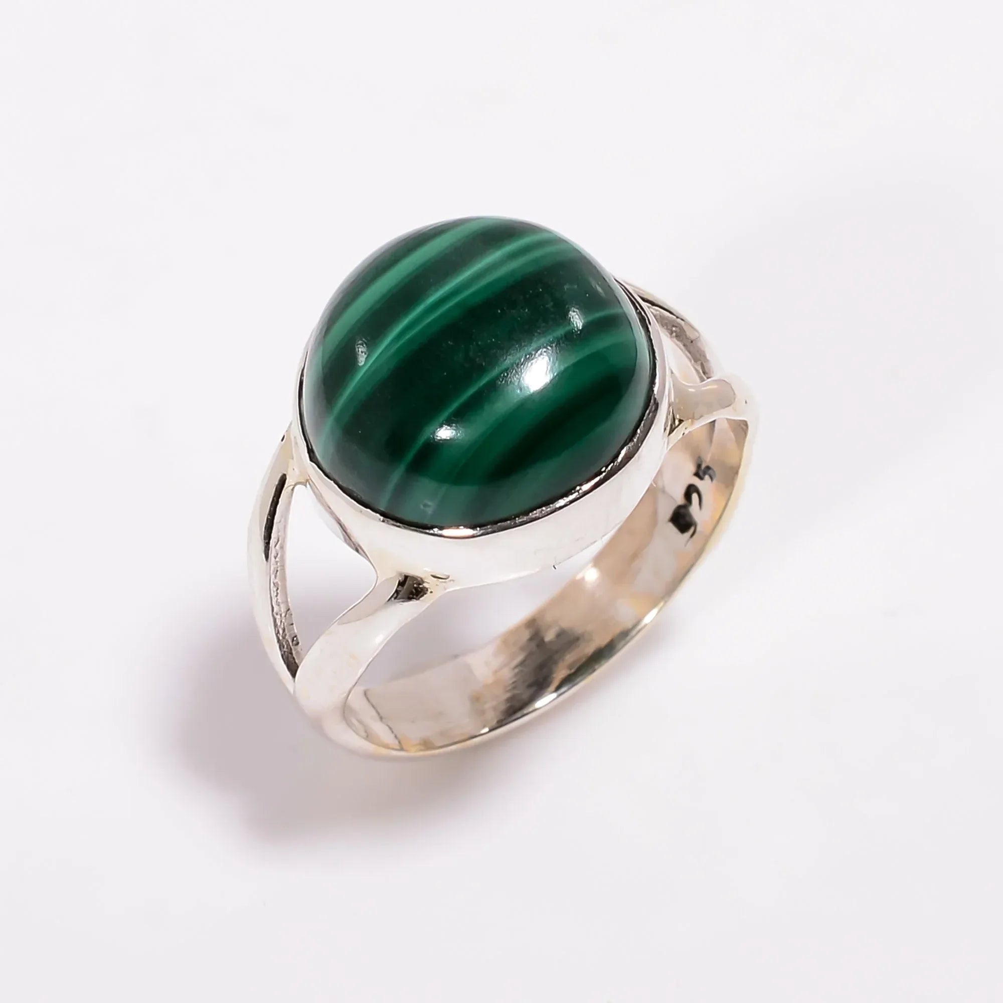 Handmade 925 Sterling Silver Malachite Ring: Natural Gemstone Jewelry