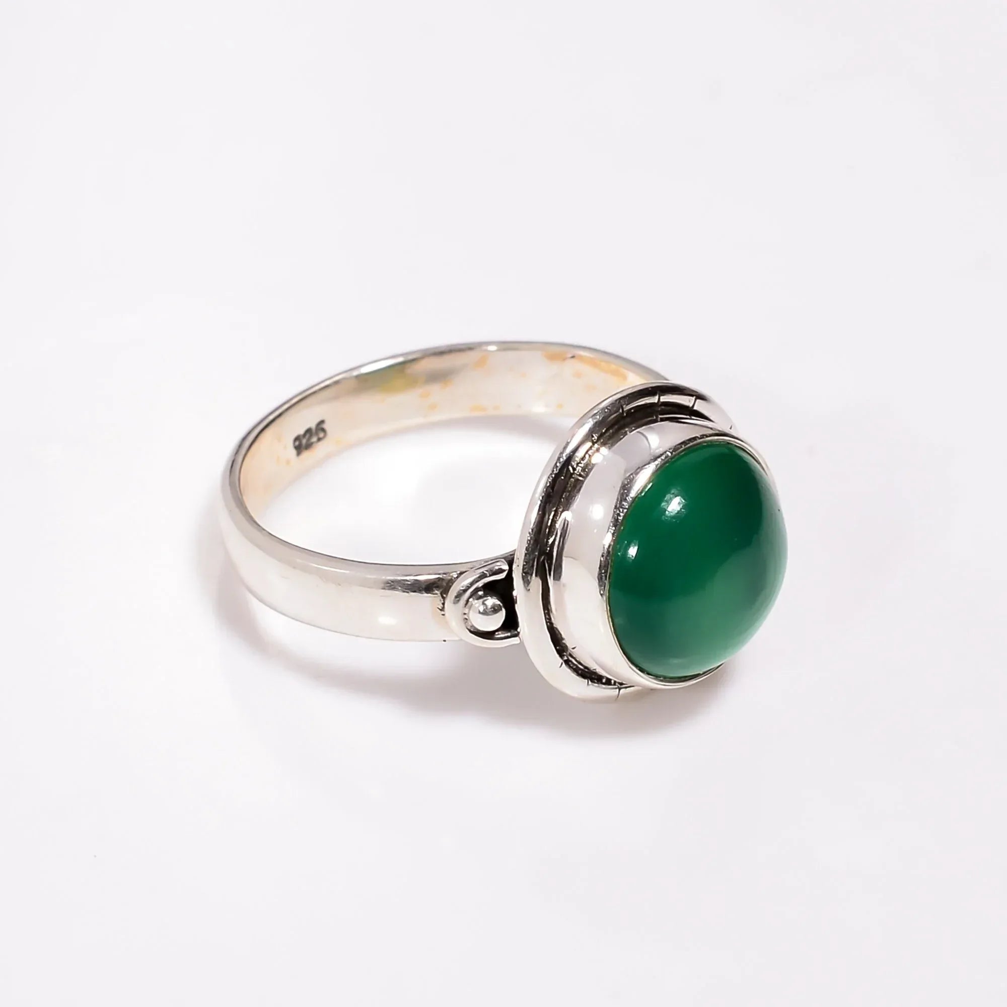 Green Onyx Sterling Silver Ring: Natural Gemstone, Healing Jewelry