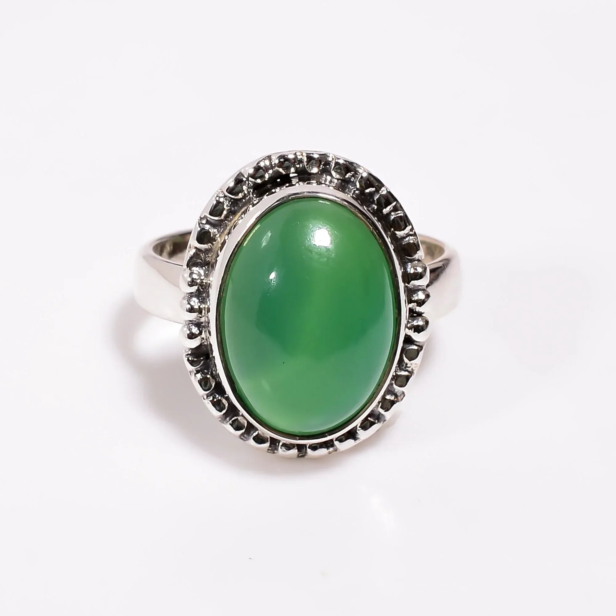 Green Onyx Sterling Silver Ring: Natural Gemstone Jewelry
