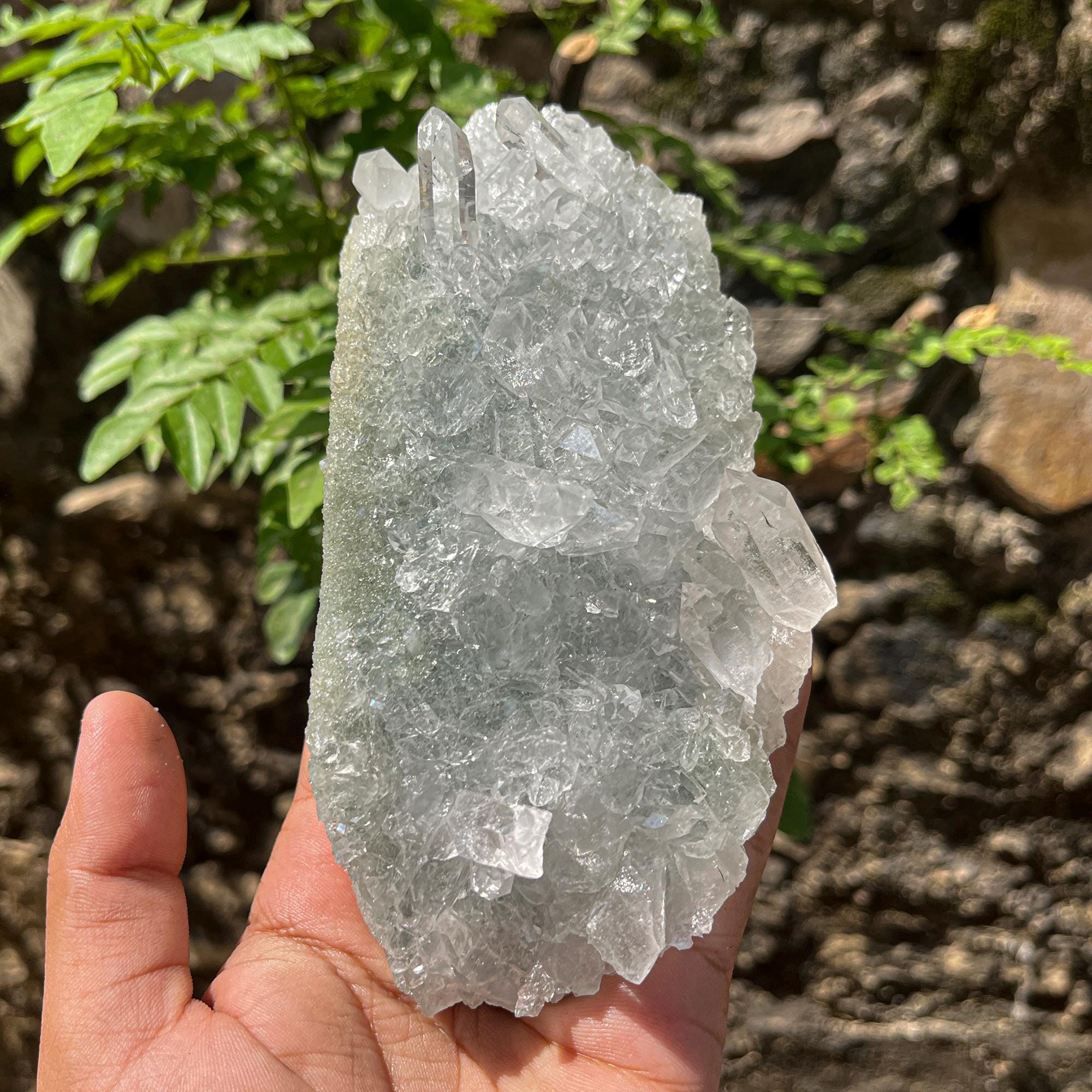 Green Chlorite Quartz Cluster: Himalayan Crystal Specimen, Home Decor 565gm