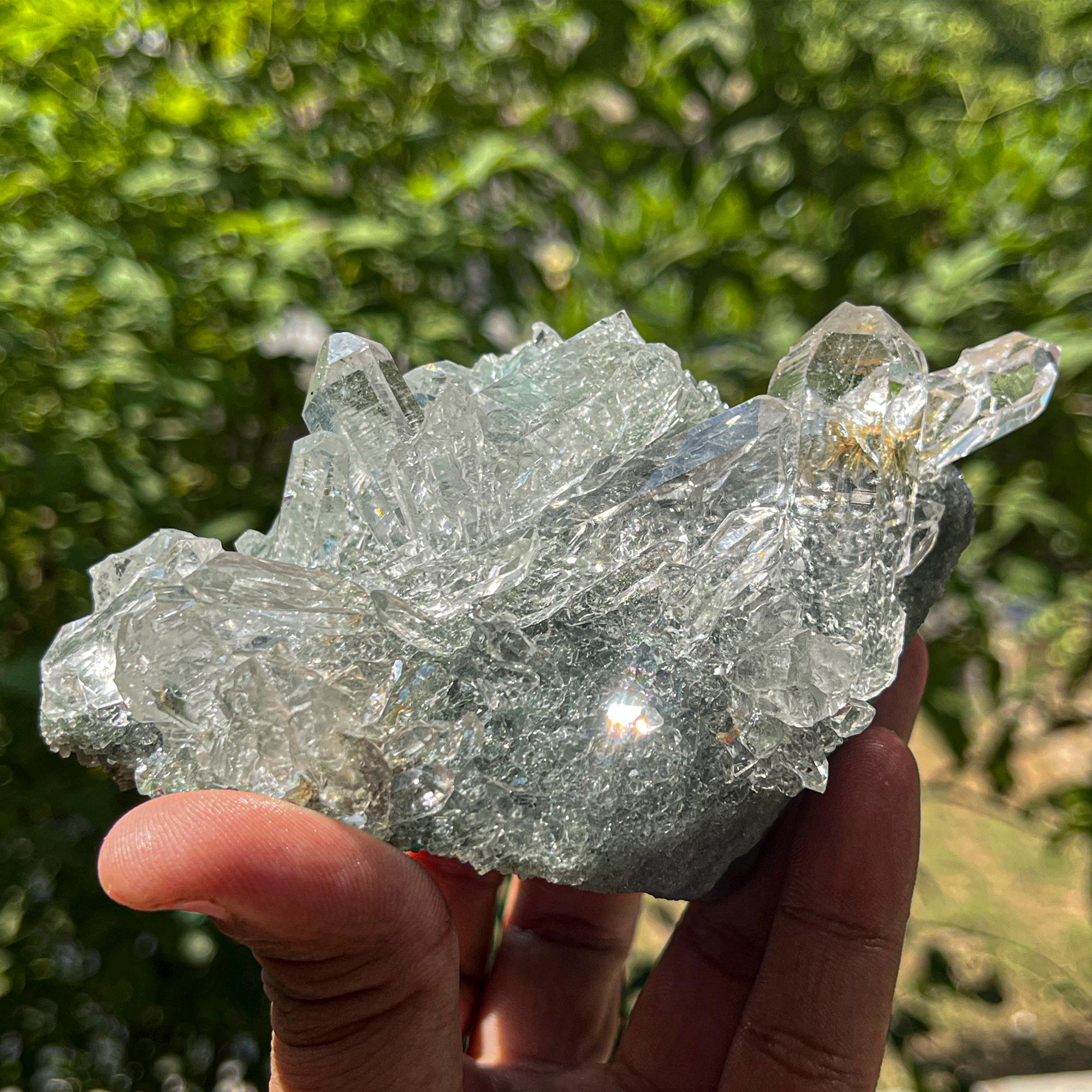 615gm Chlorite Quartz Crystal Cluster, Natural Rough Healing Stone, Chlorite Included Quartz, Raw Mineral Specimen for Home Decor
