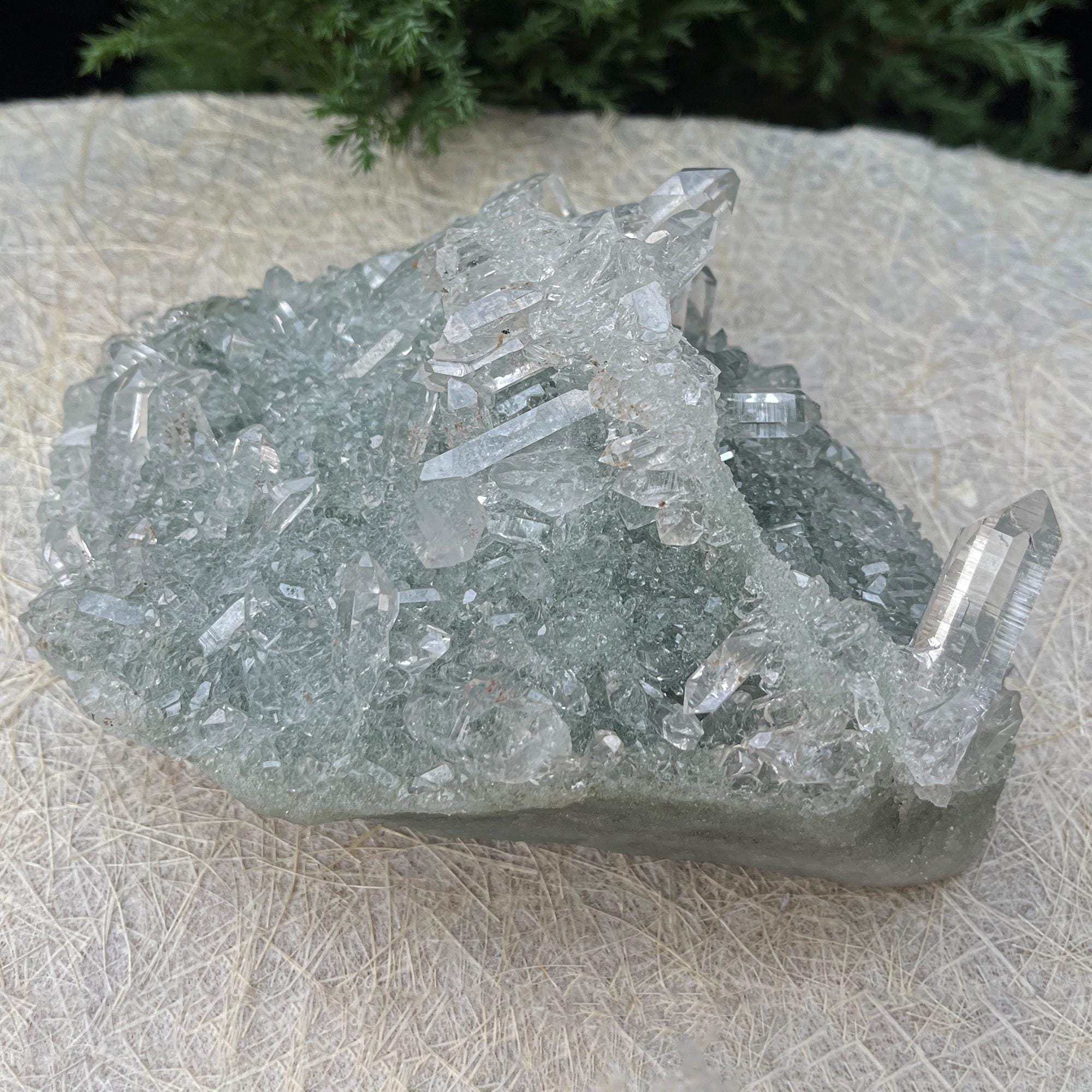 Himalayan Elestial Chlorite Quartz Cluster specimen Raw Healing Minerals 770gm