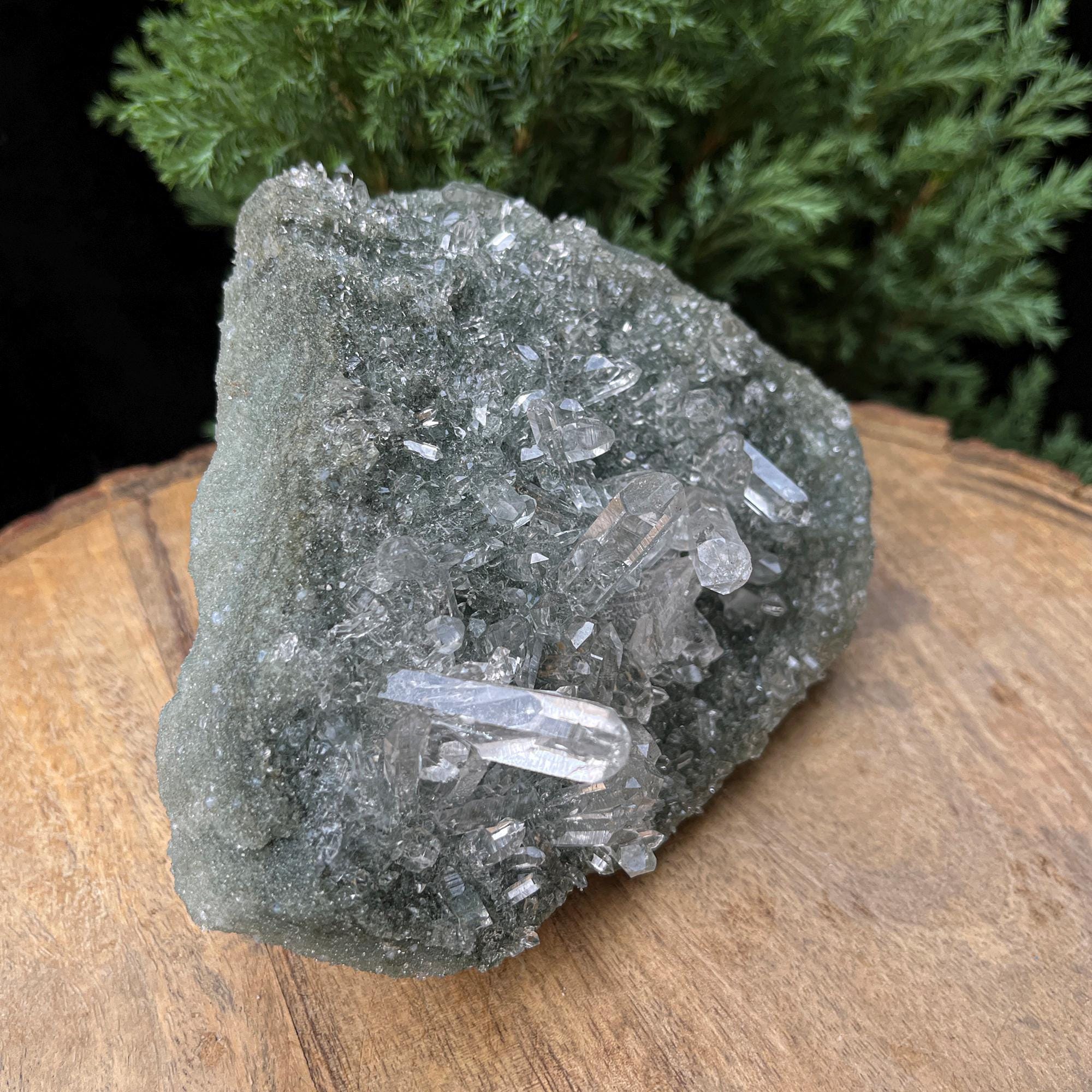 Green Chlorite Quartz Cluster: Himalayan Crystal Healing Home Decor 900gm
