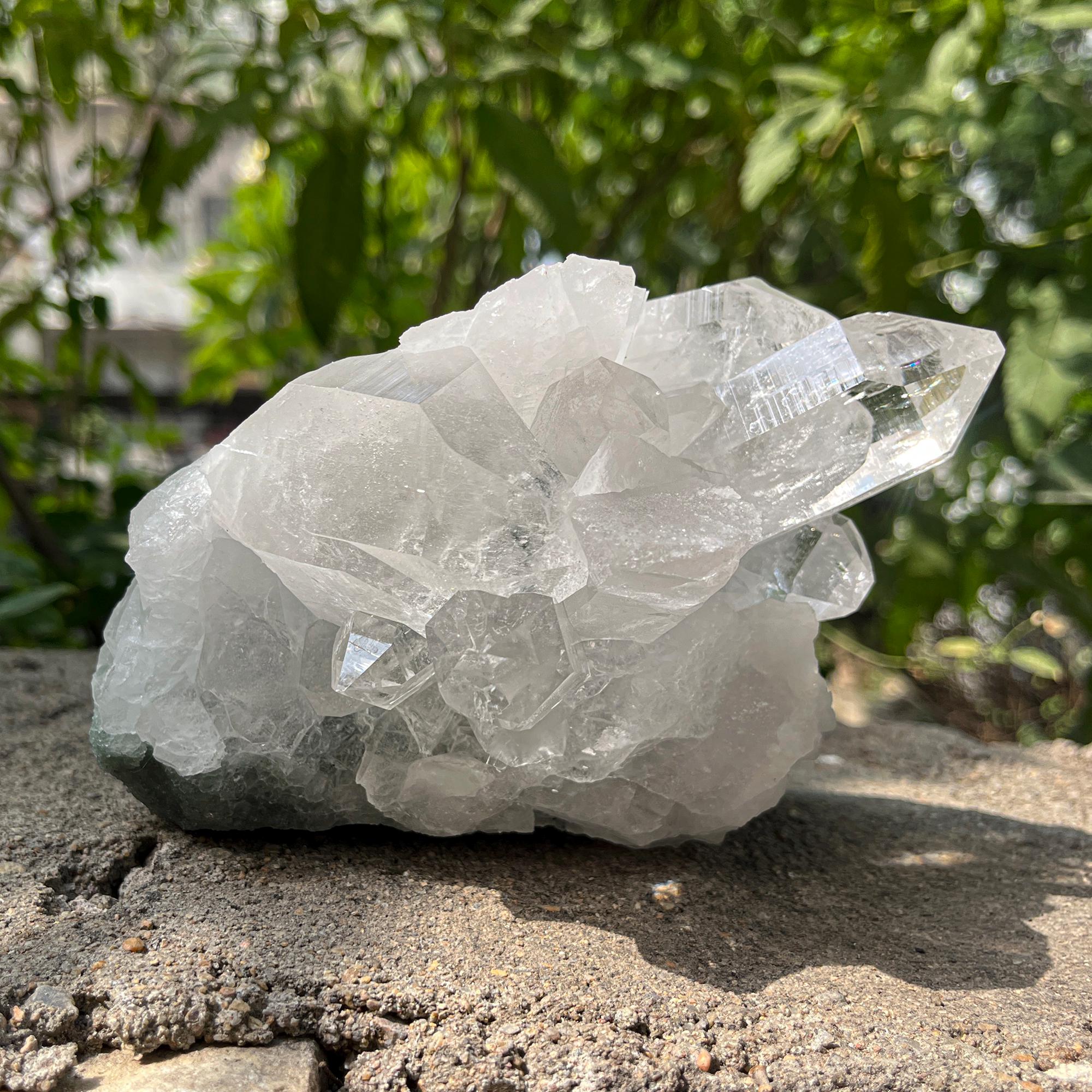Green Chlorite Himalayan Quartz Cluster : Mineral Specimen, Manihar Crystal