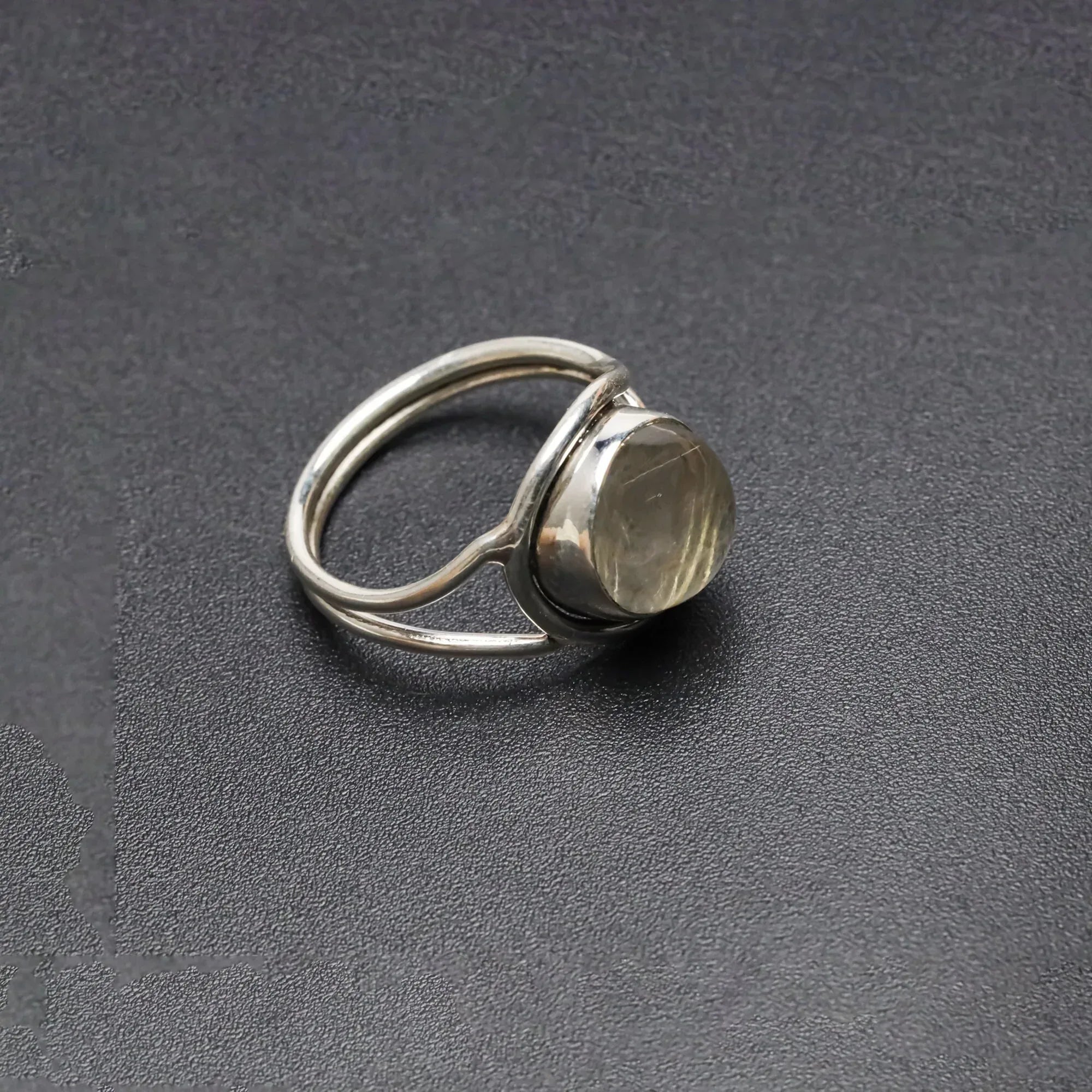 Golden Rutile Quartz Ring: Handmade 925 Sterling Silver Cabochon
