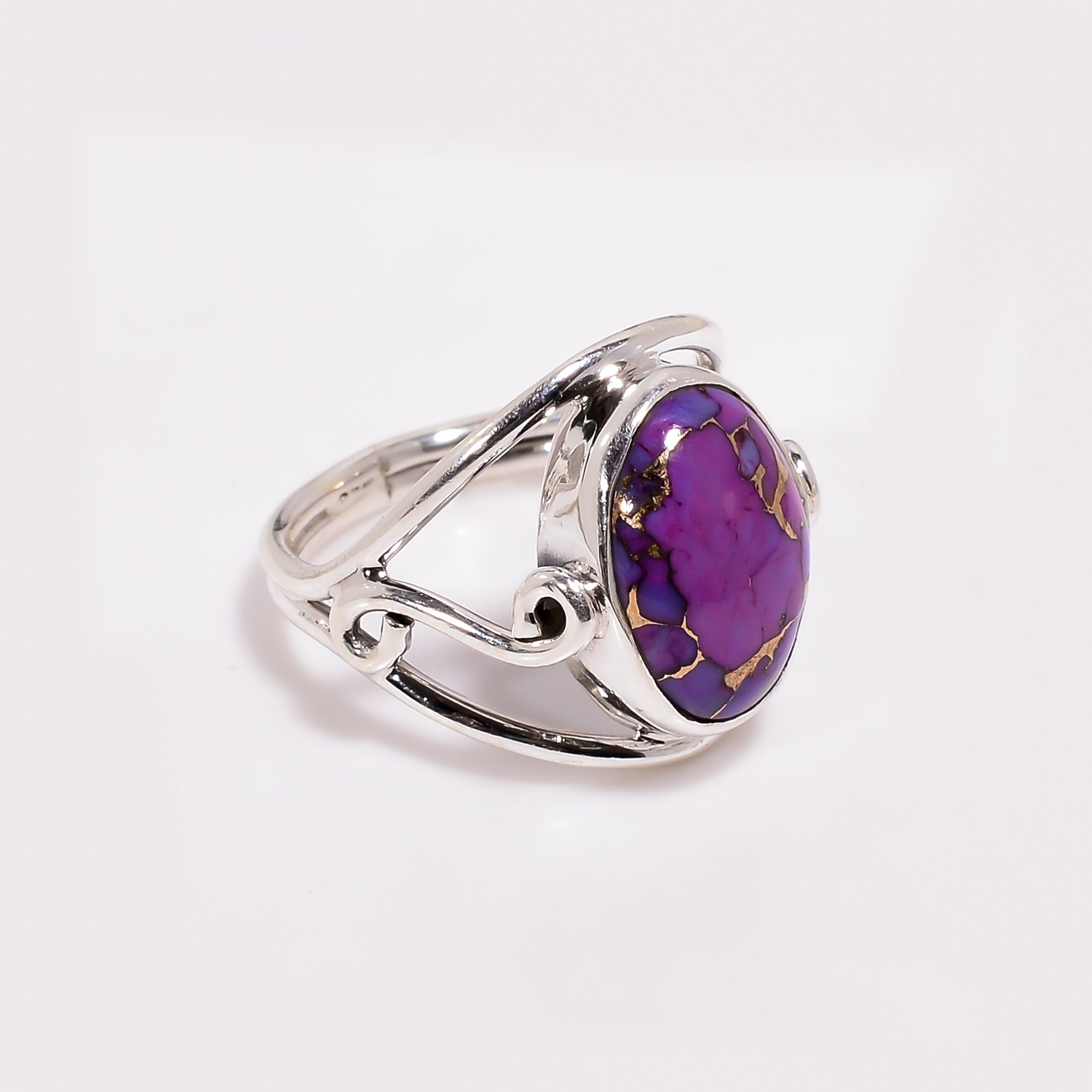 Purple Turquoise Sterling Silver Ring: Handmade Copper Stone Jewelry