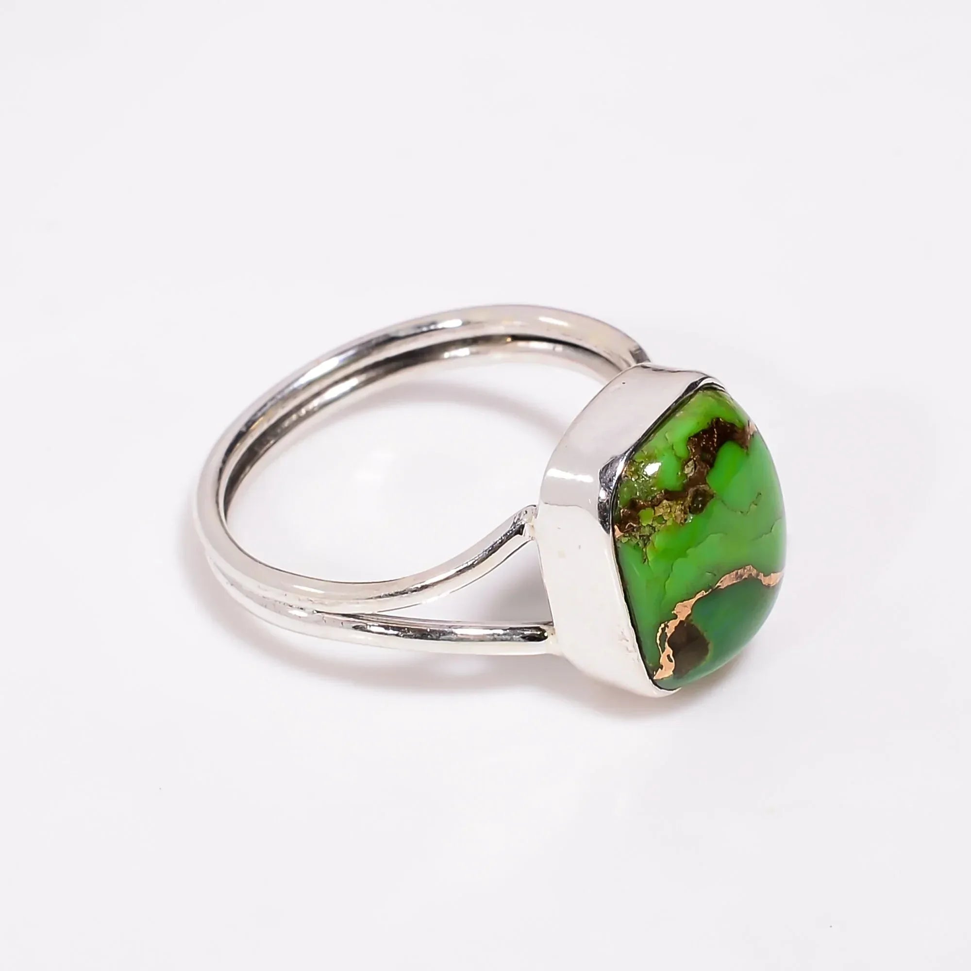 Green Turquoise Sterling Silver Ring: Cushion Cut Boho Jewelry jewelry
