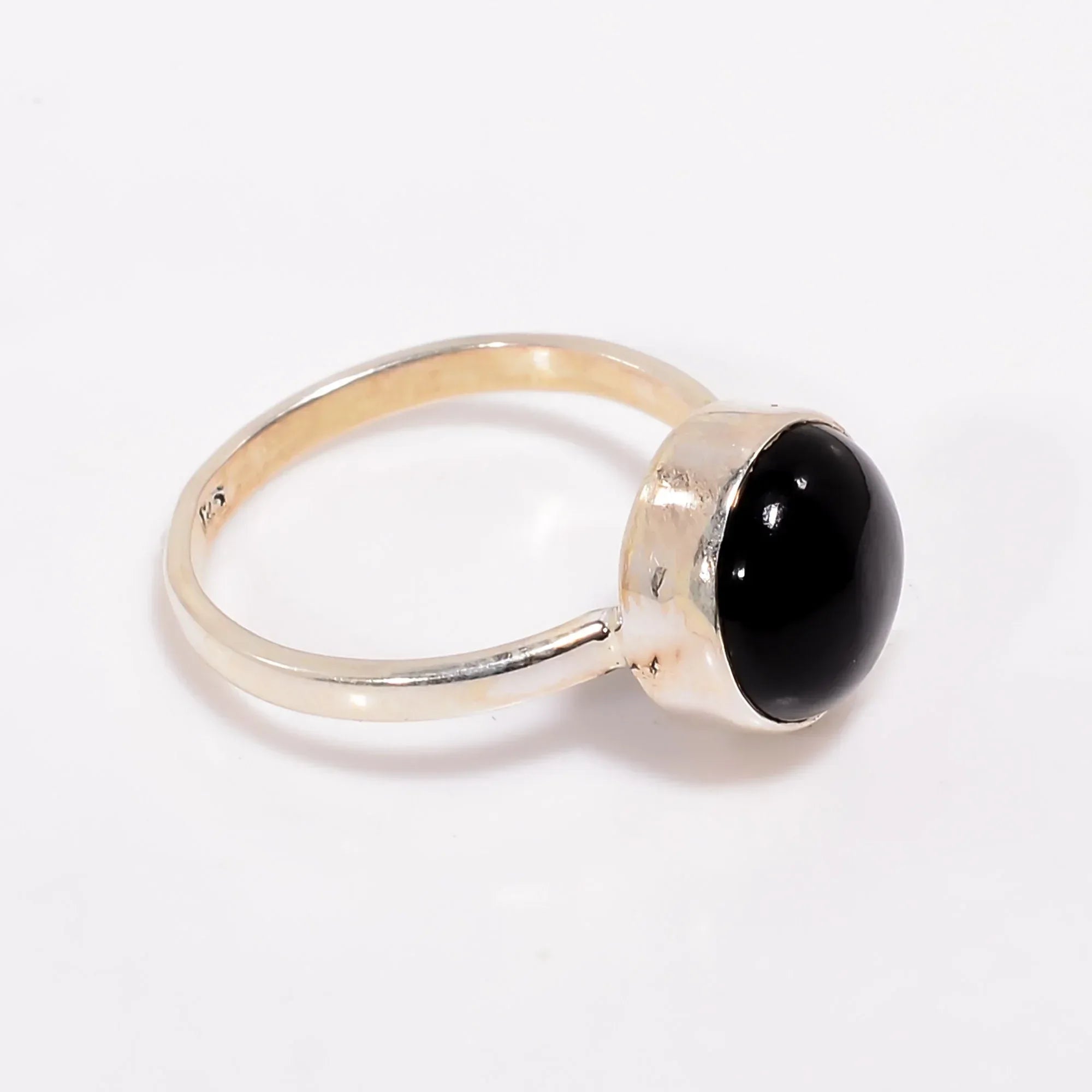 Black Onyx 925 Sterling Silver Ring: Handmade Bohemian Jewelry