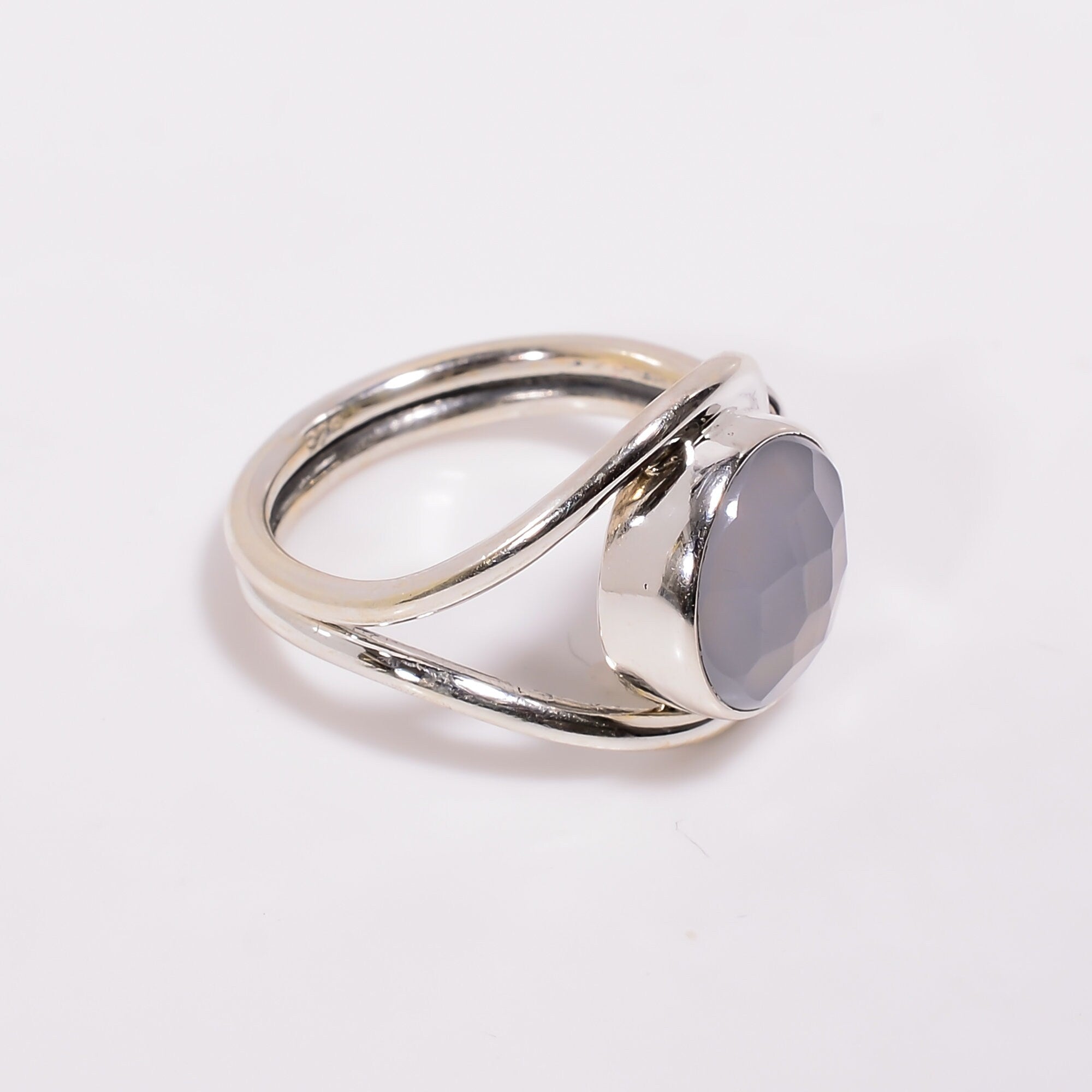 Natural Blue Chalcedony Ring: 925 Sterling Silver Gemstone Ring