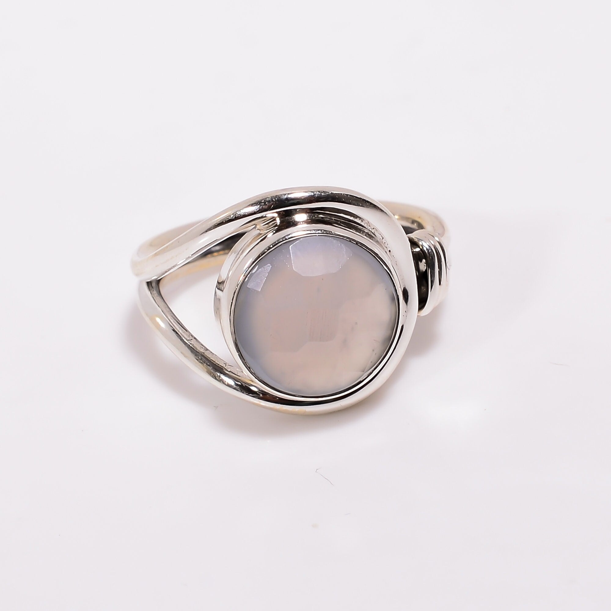 Natural Blue Chalcedony Ring: 925 Sterling Silver Gemstone Ring