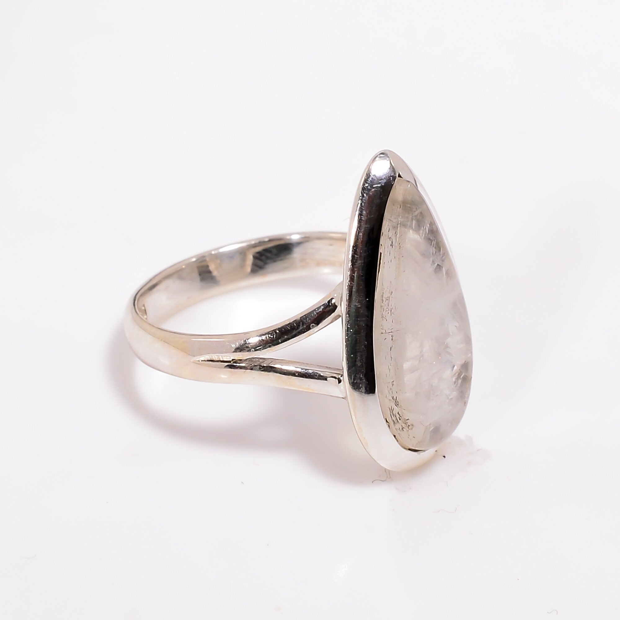Pear Moonstone Ring: 925 Sterling Silver, June Birthstone