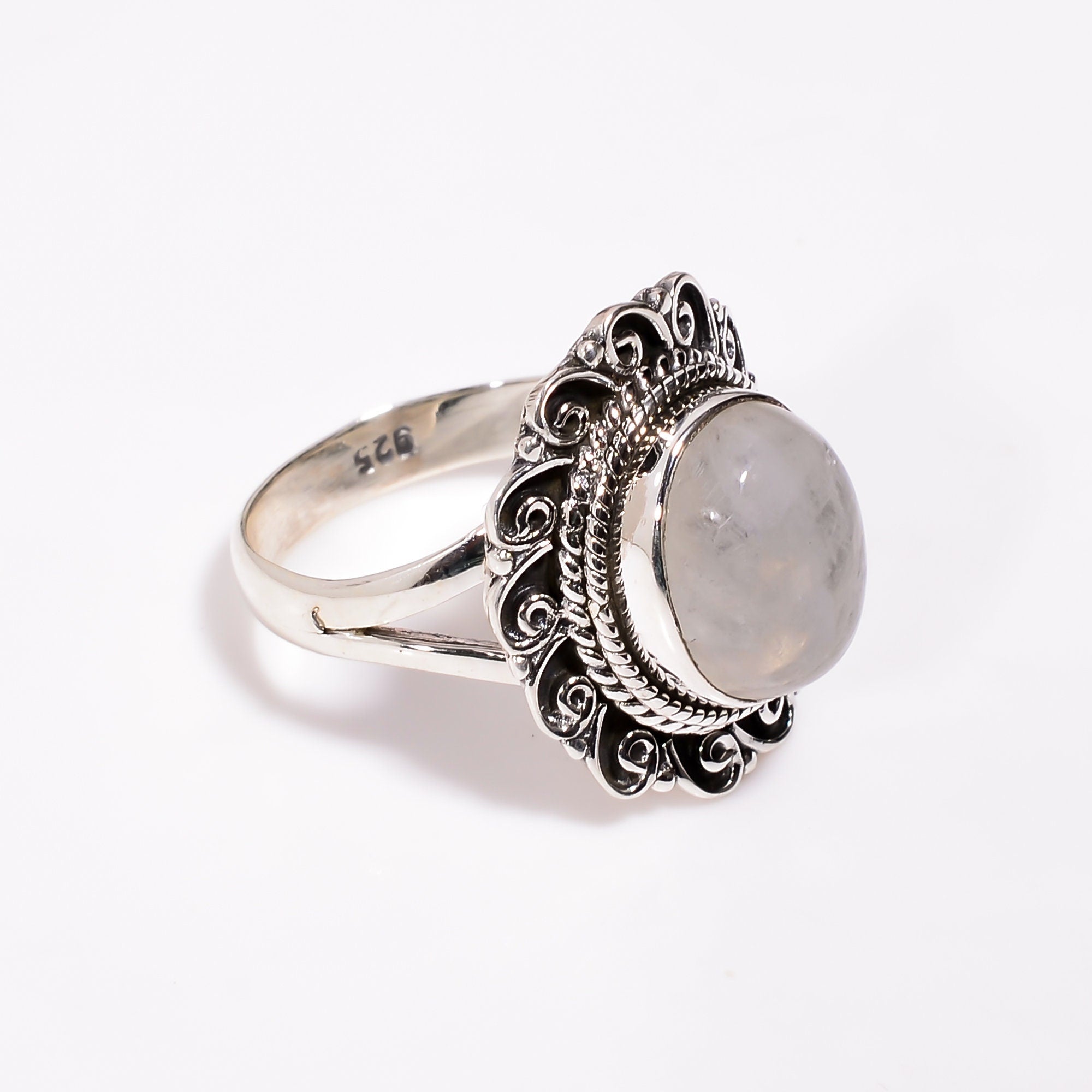 Oval Moonstone Ring: Bold Sterling Silver Statement Jewelry