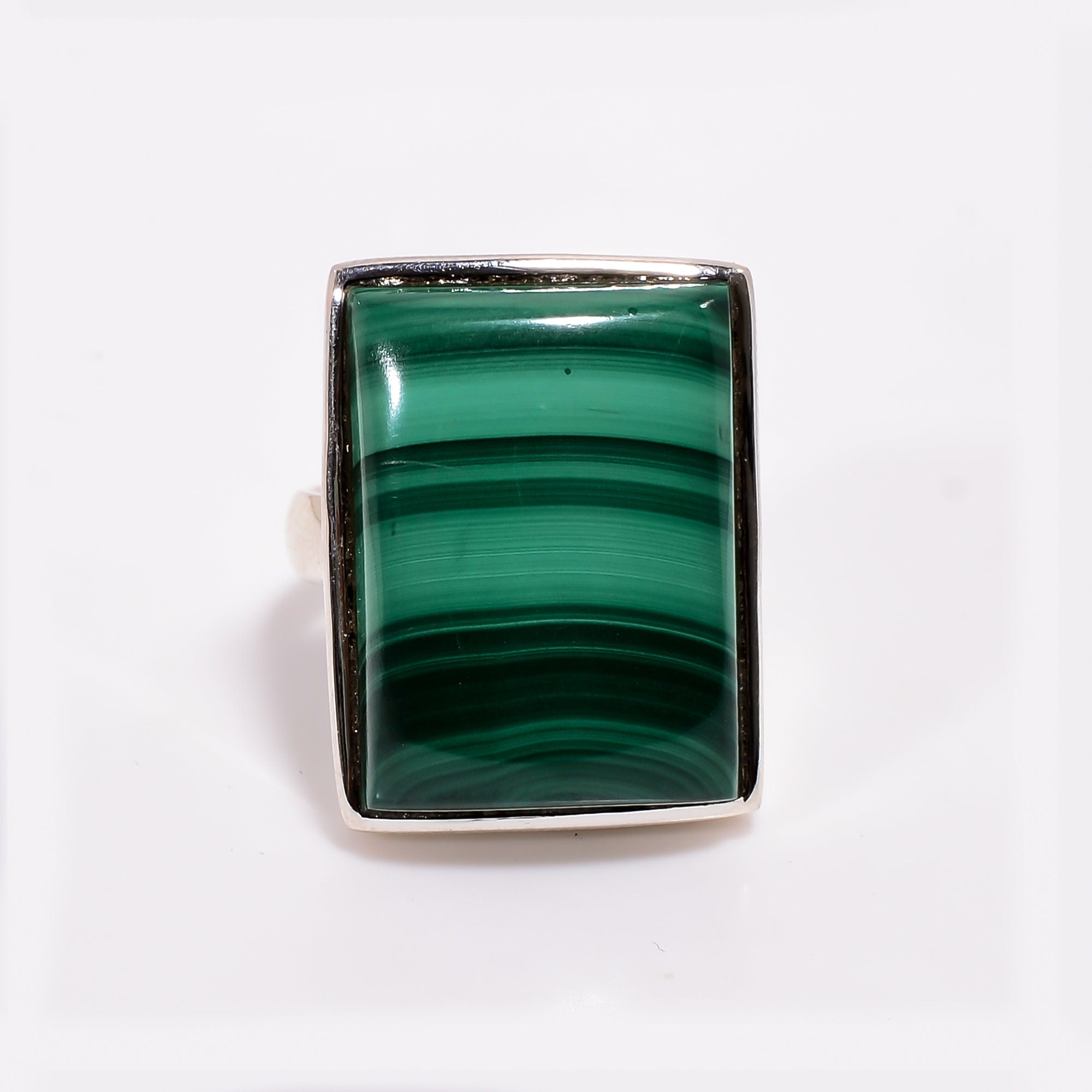 Natural Malachite Ring: Sterling Silver Bohemian Statement Ring