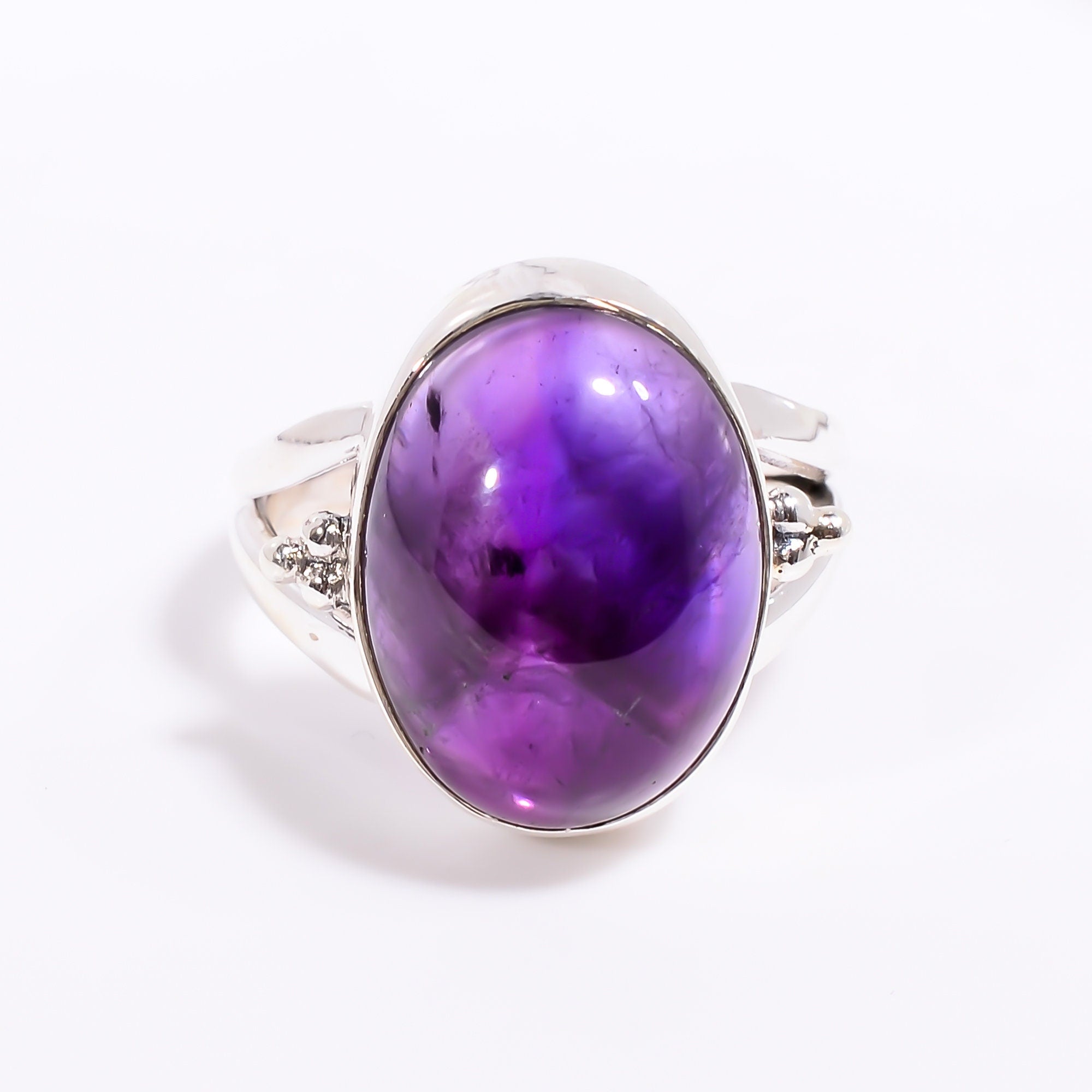 Oval Amethyst Sterling Silver Ring: February Birthstone Jewelry
