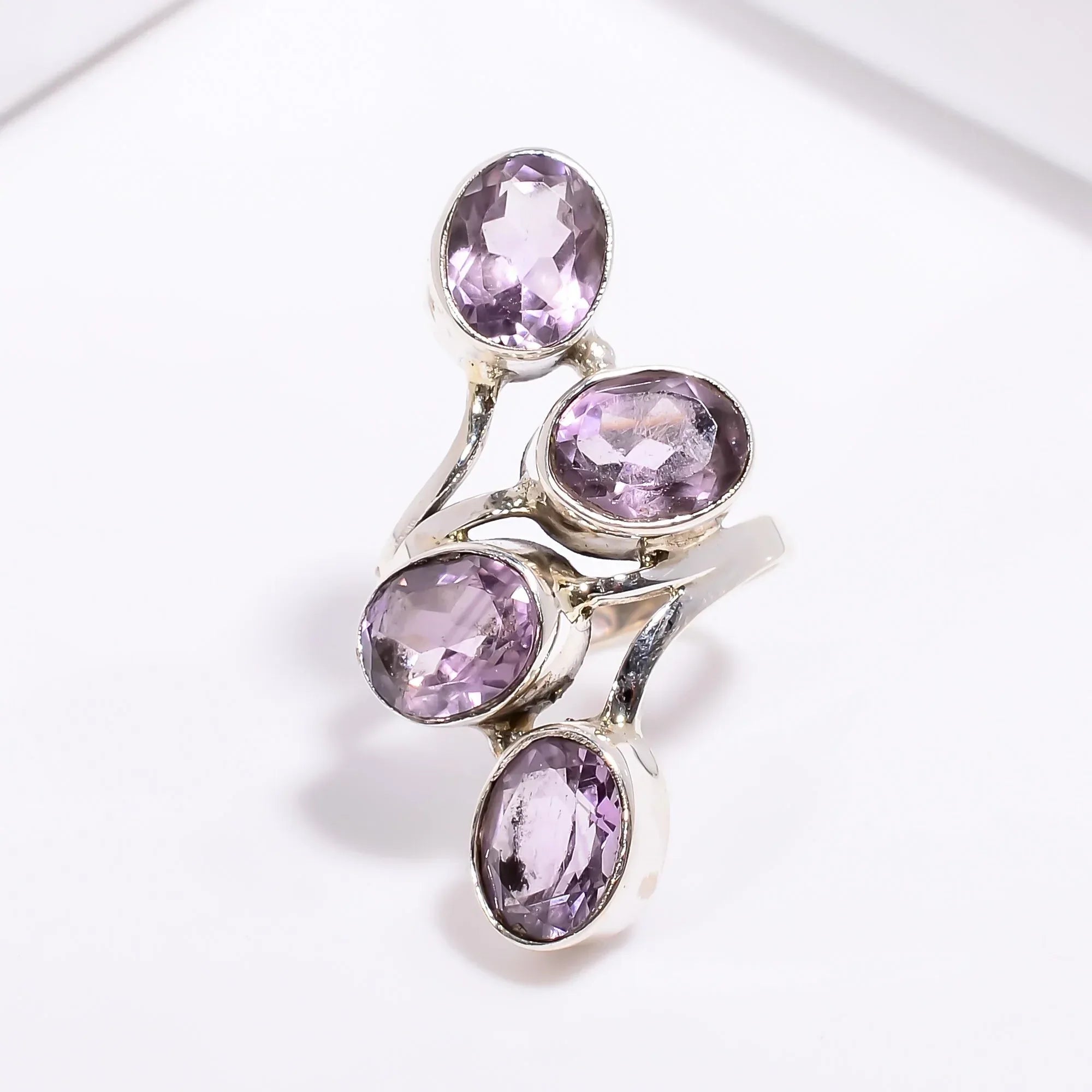 Designer Amethyst Ring: 925 Sterling Silver Gemstone Jewelry