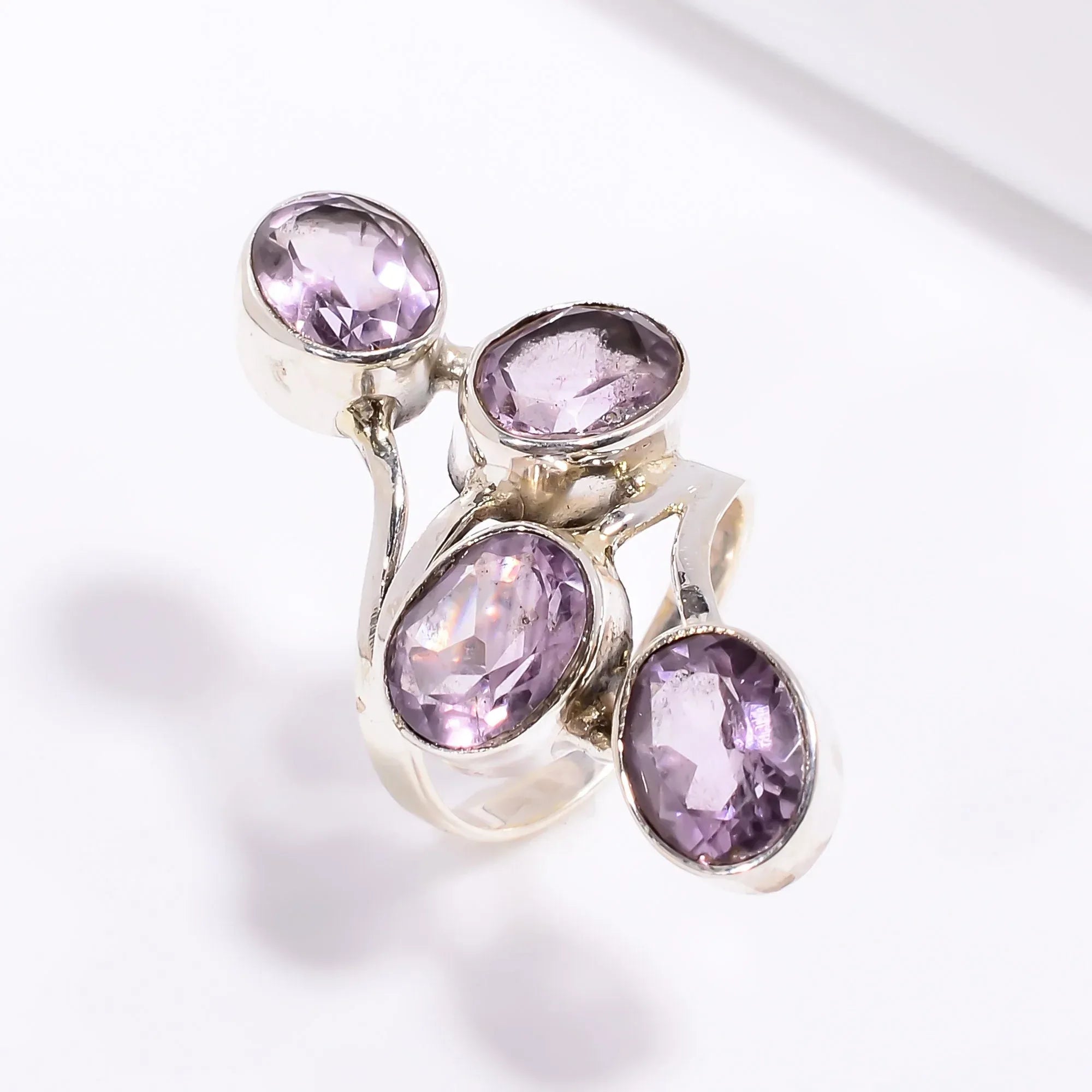 Designer Amethyst Ring: 925 Sterling Silver Gemstone Jewelry