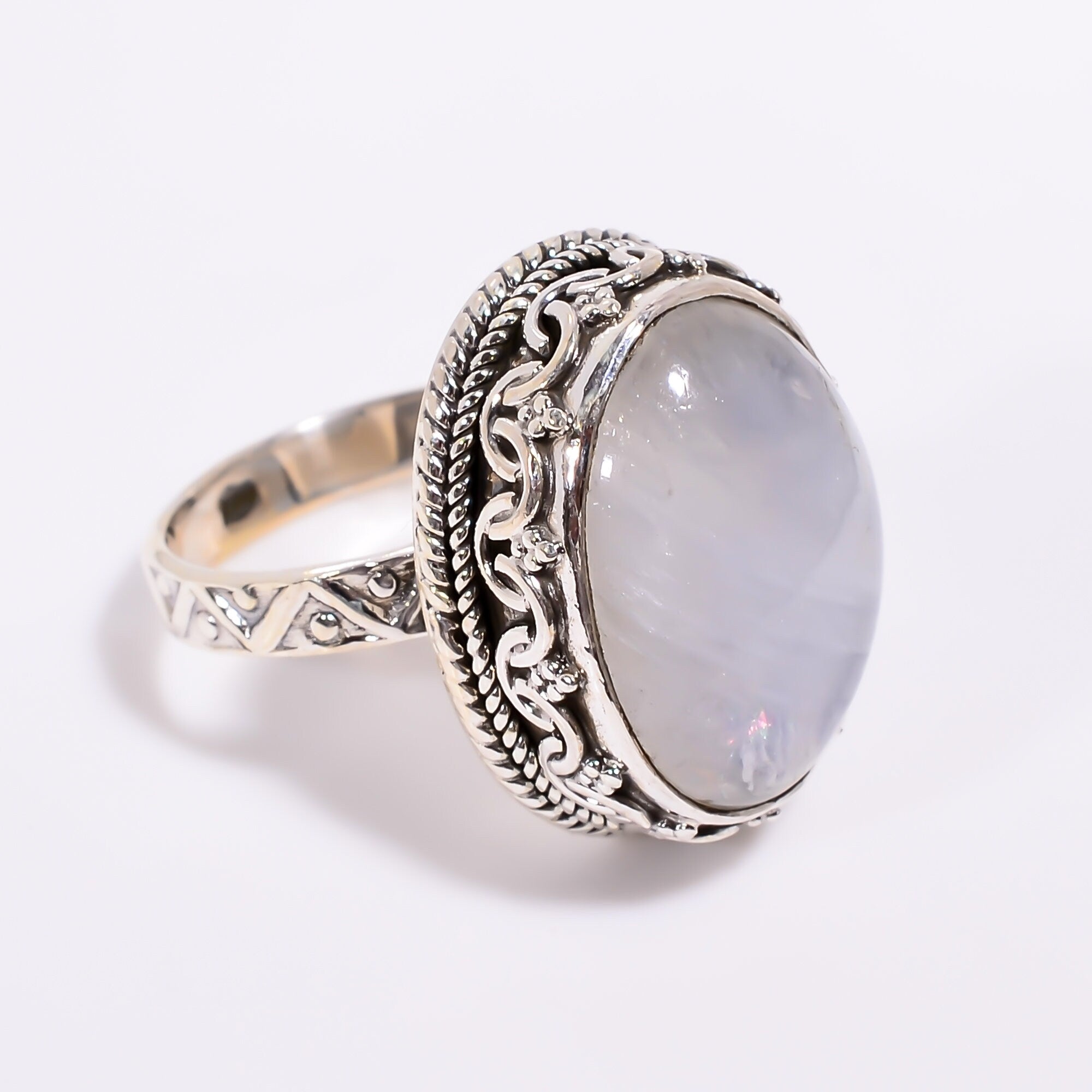 Oval Moonstone Ring: Handmade 925 Sterling Silver, June Birthstone