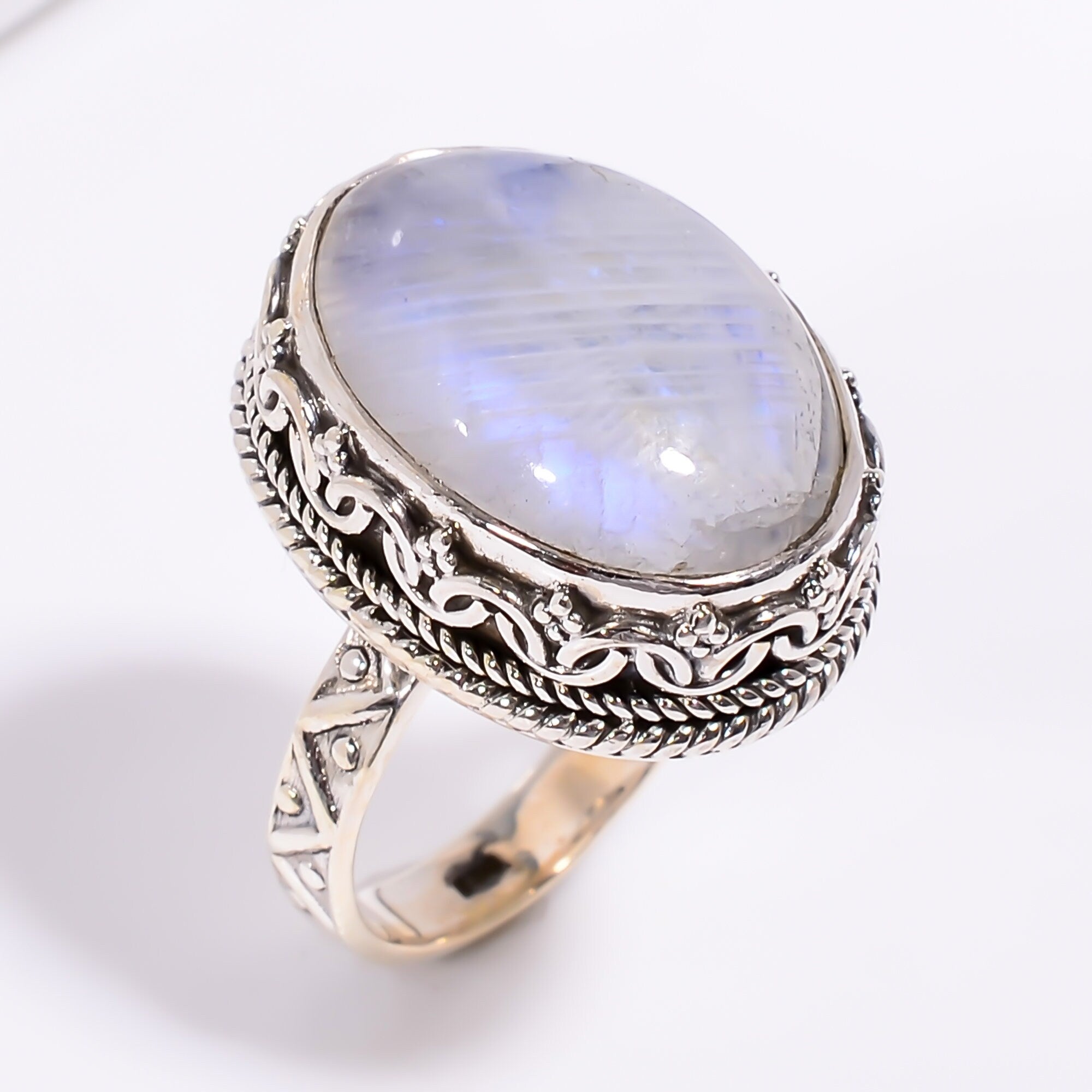 Oval Moonstone Ring: Handmade 925 Sterling Silver, June Birthstone