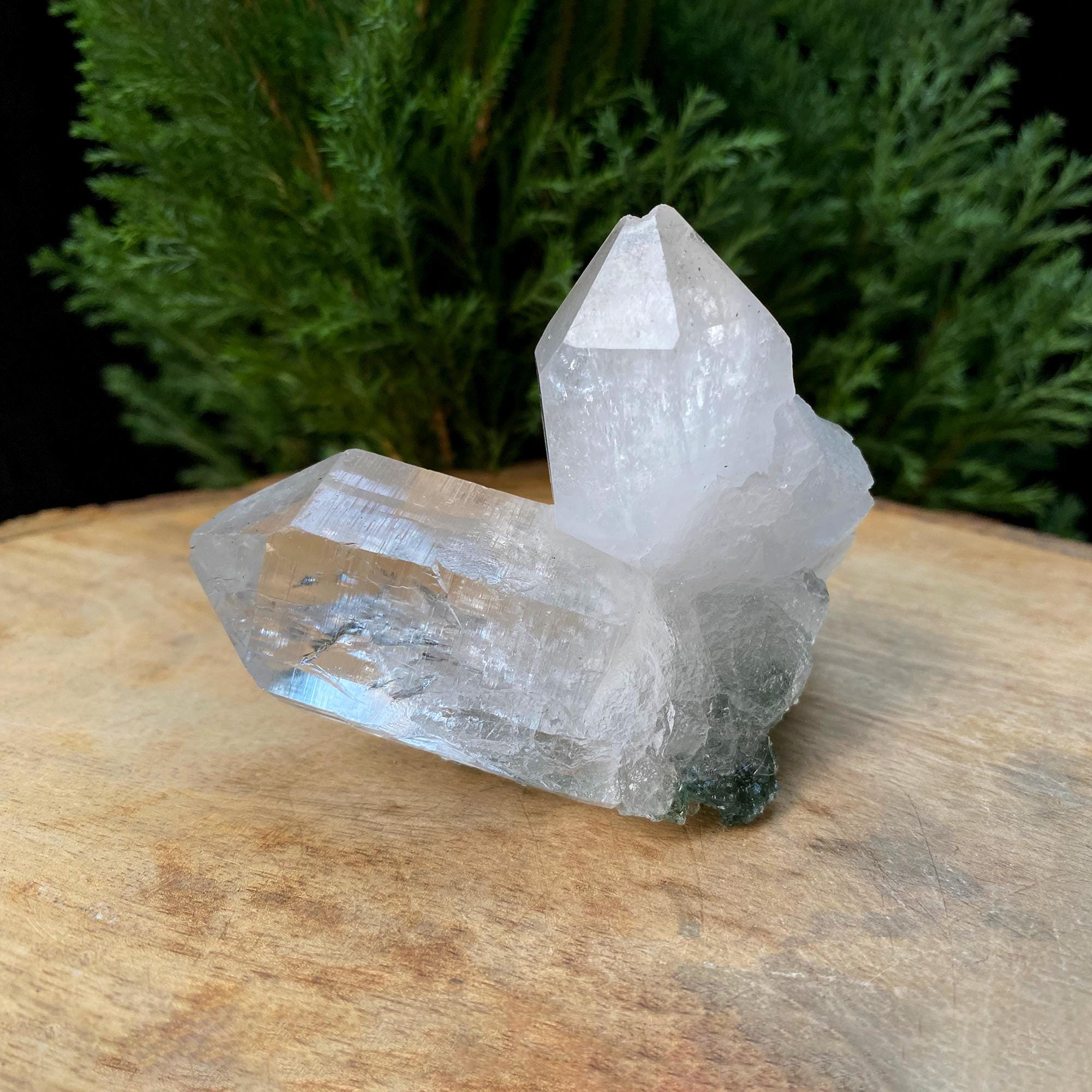 Green Chlorite Quartz Crystal Cluster: Himalayan Healing Stone 175gm