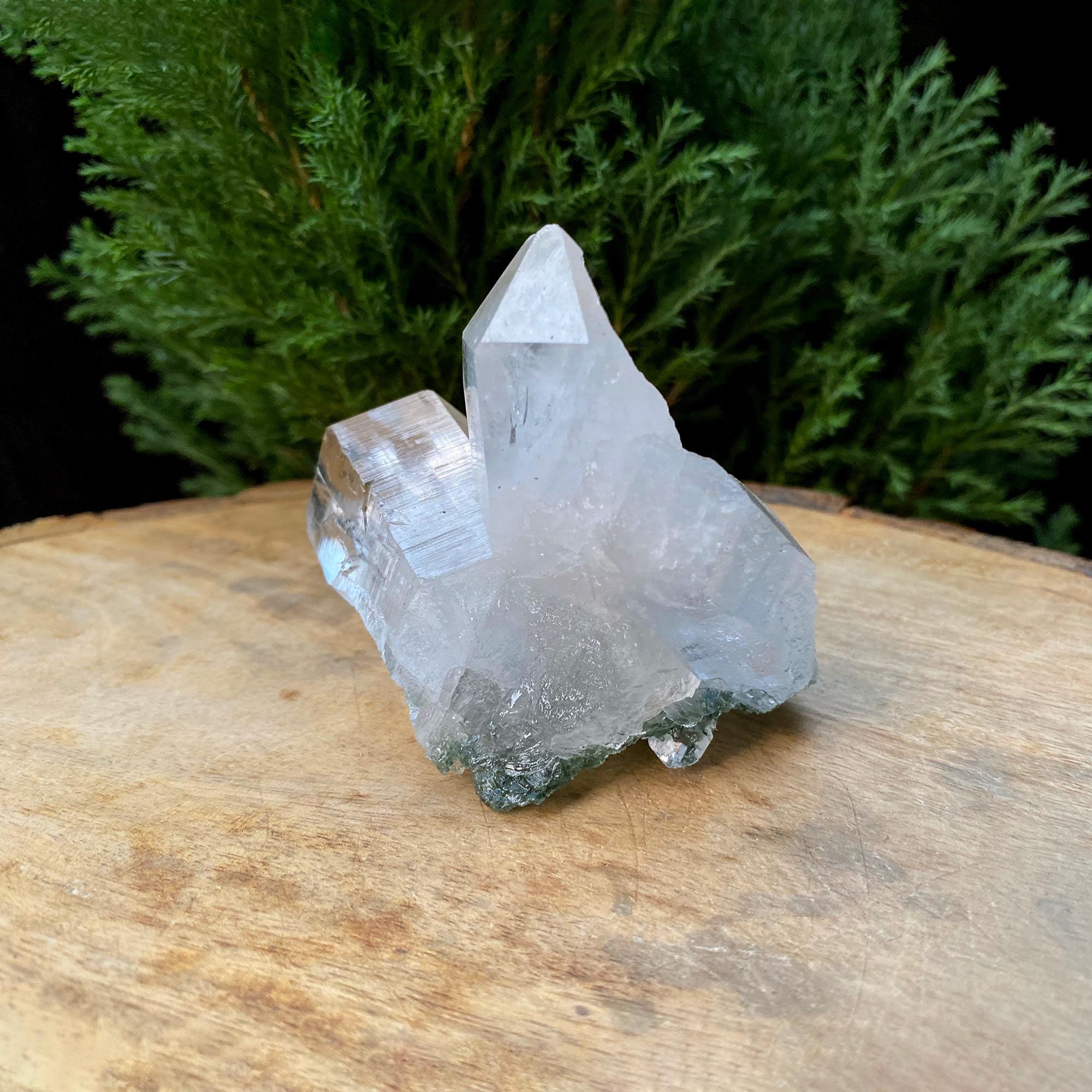 Green Chlorite Quartz Crystal Cluster: Himalayan Healing Stone 175gm