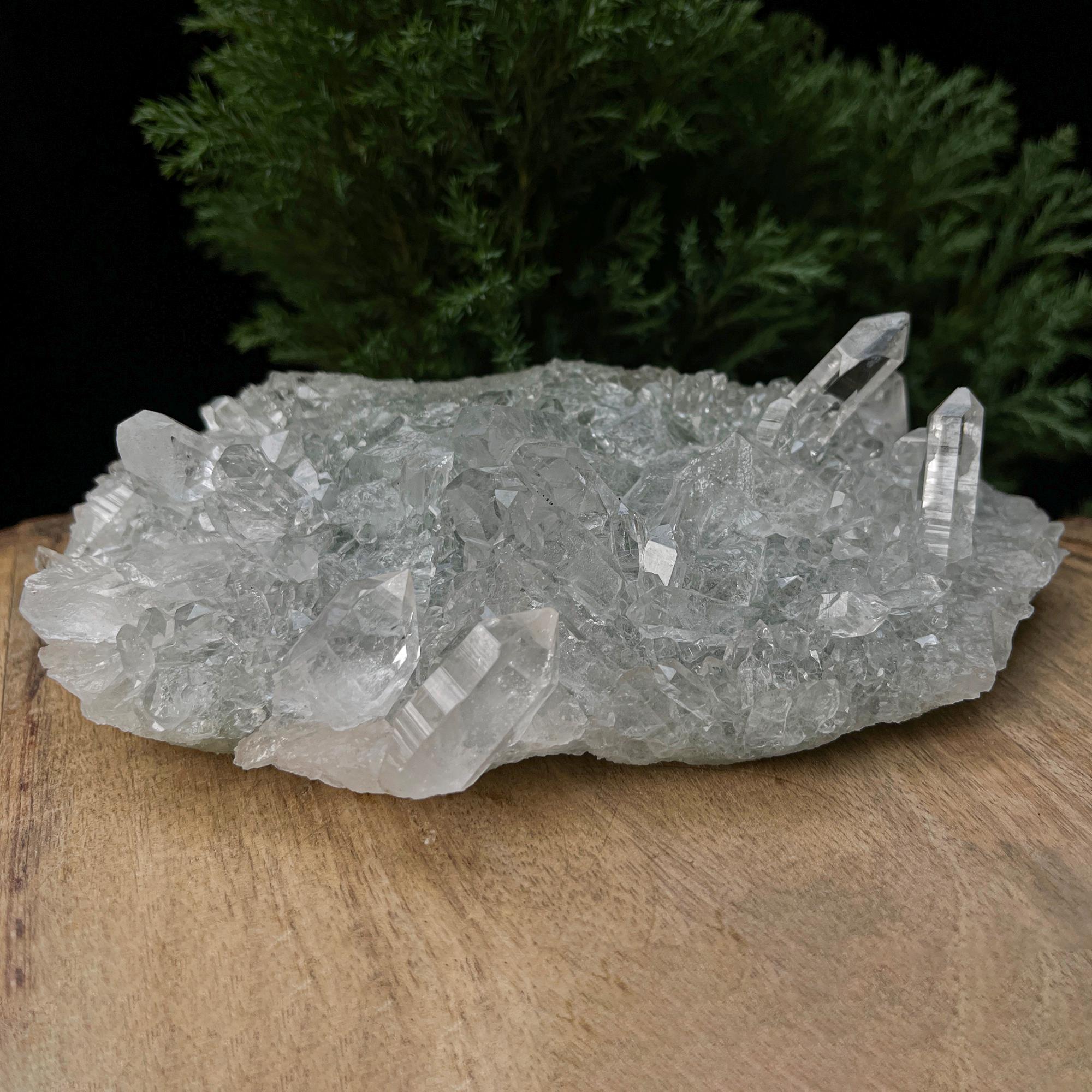 Green Chlorite Quartz Cluster: Himalayan Crystal Specimen, Home Decor 565gm