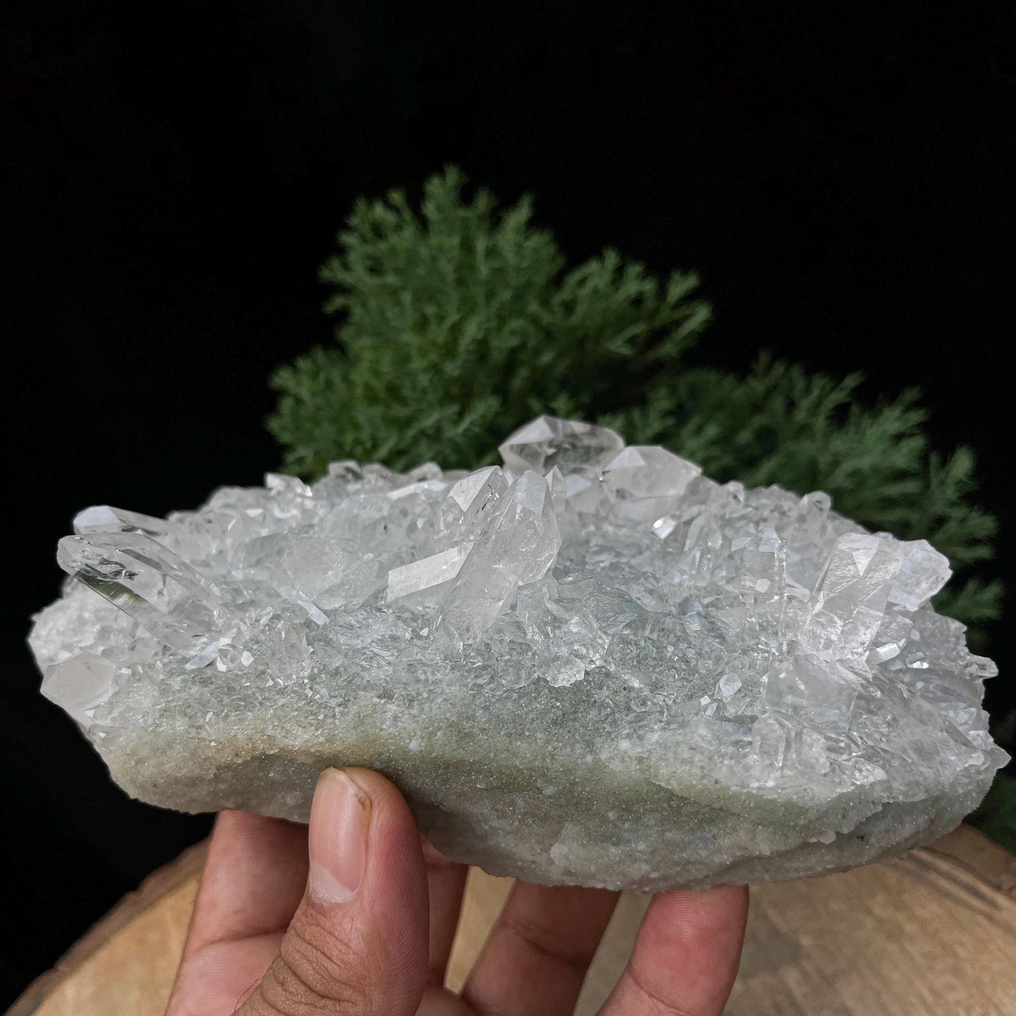 Green Chlorite Quartz Cluster: Himalayan Crystal Specimen, Home Decor 565gm