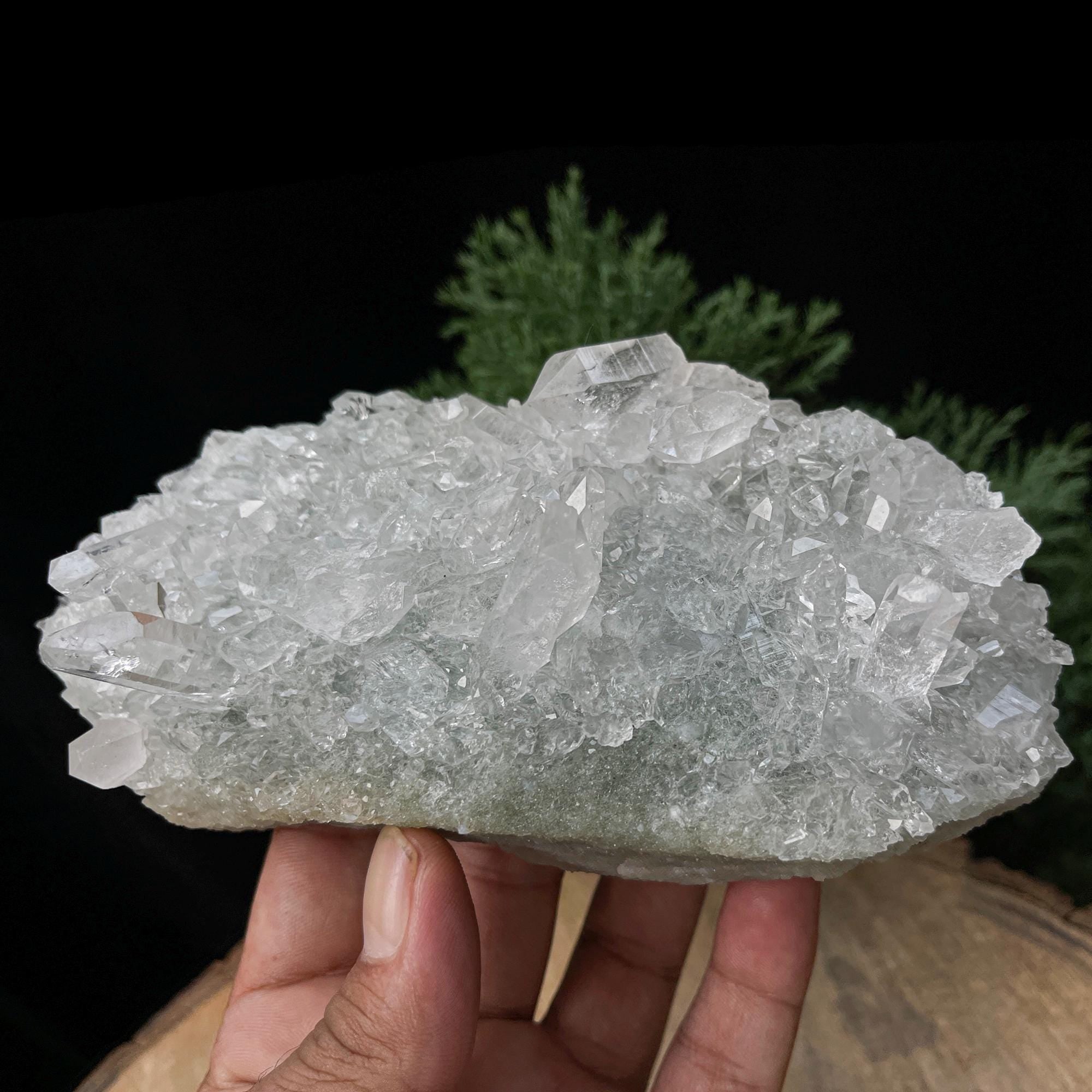 Green Chlorite Quartz Cluster: Himalayan Crystal Specimen, Home Decor 565gm